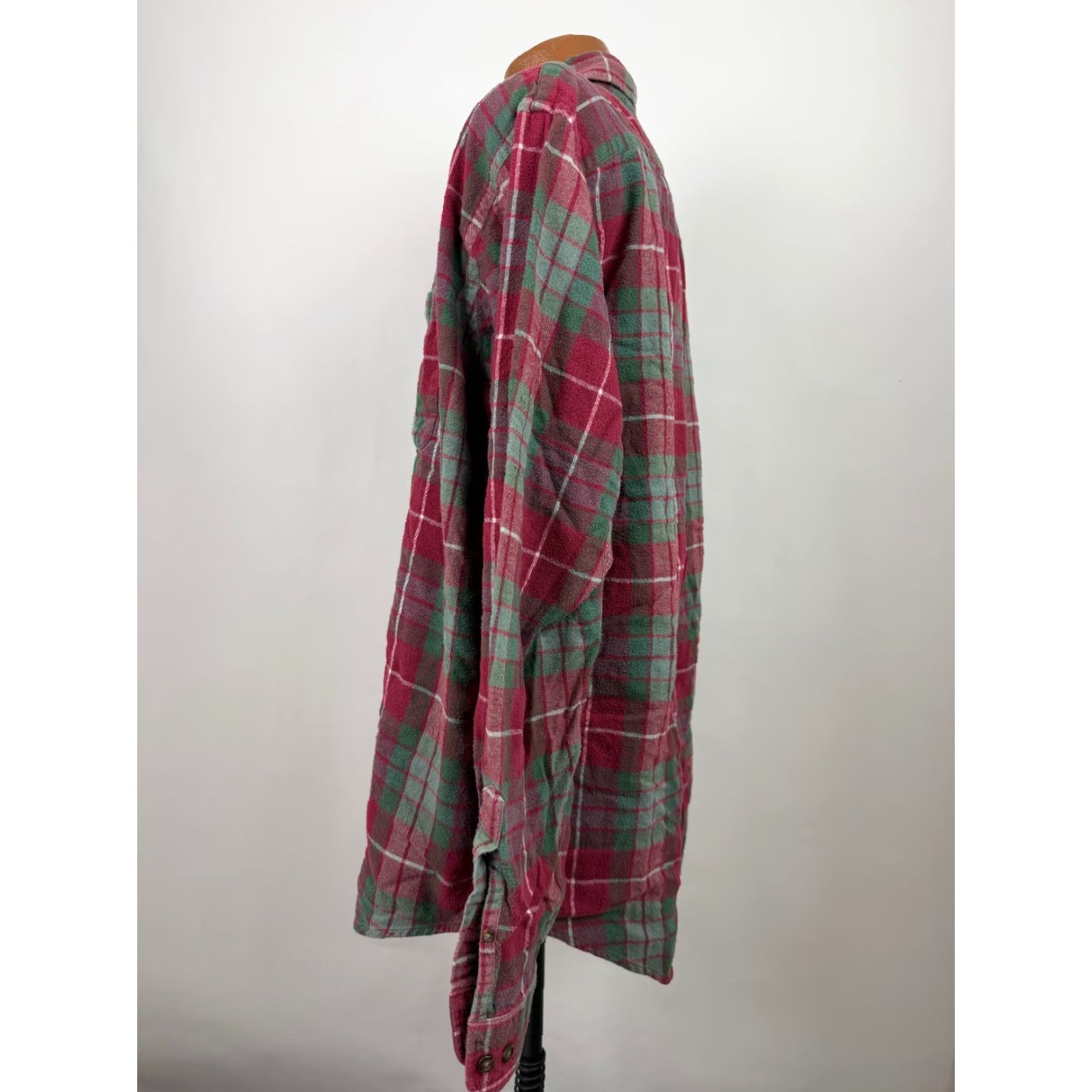 Lands' End VINTAGE Lands' End Flannel Shirt XL Green Red Plaid Outdoor Lightweight Cotton Mens Size US XL / EU 56 / 4 - 7 Thumbnail