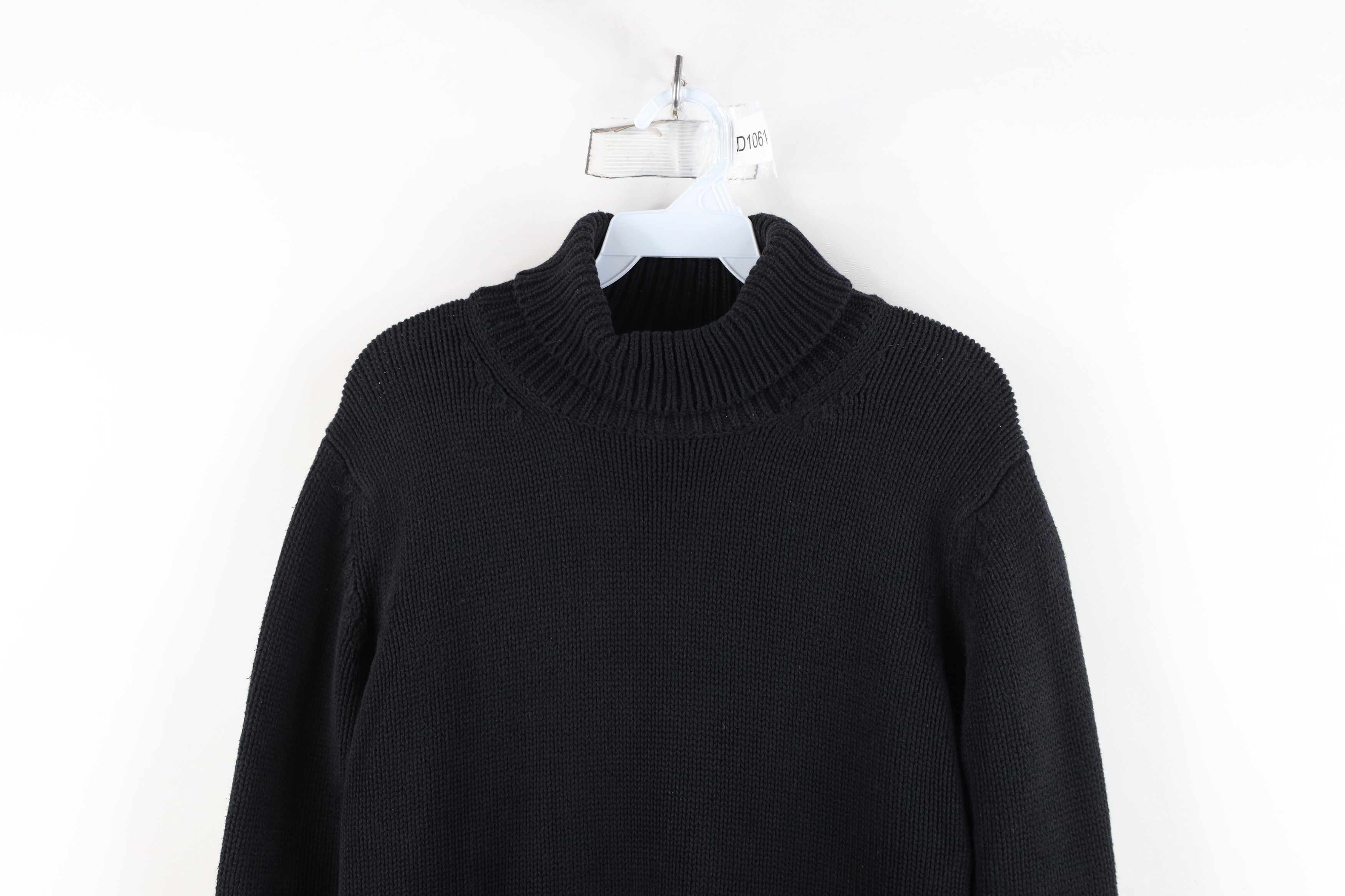 Vintage Vintage 90s Streetwear Cotton Knit Turtleneck Sweater Black Size L / US 10 / IT 46 - 2 Thumbnail