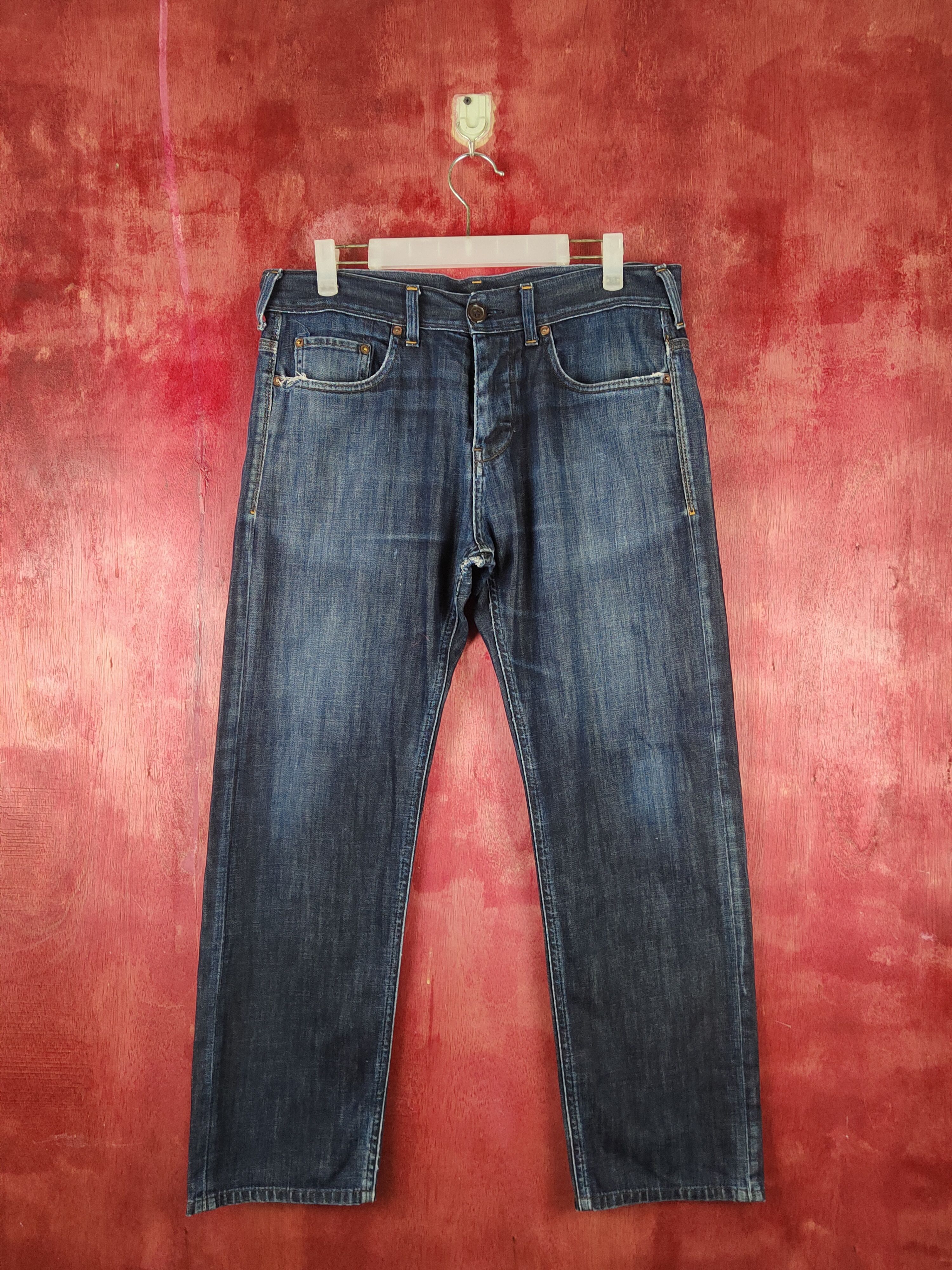 Armani Exchange Armani Exchange Dark Blue distressed jeans Denim #S1621 Size US 33 - 1 Thumbnail