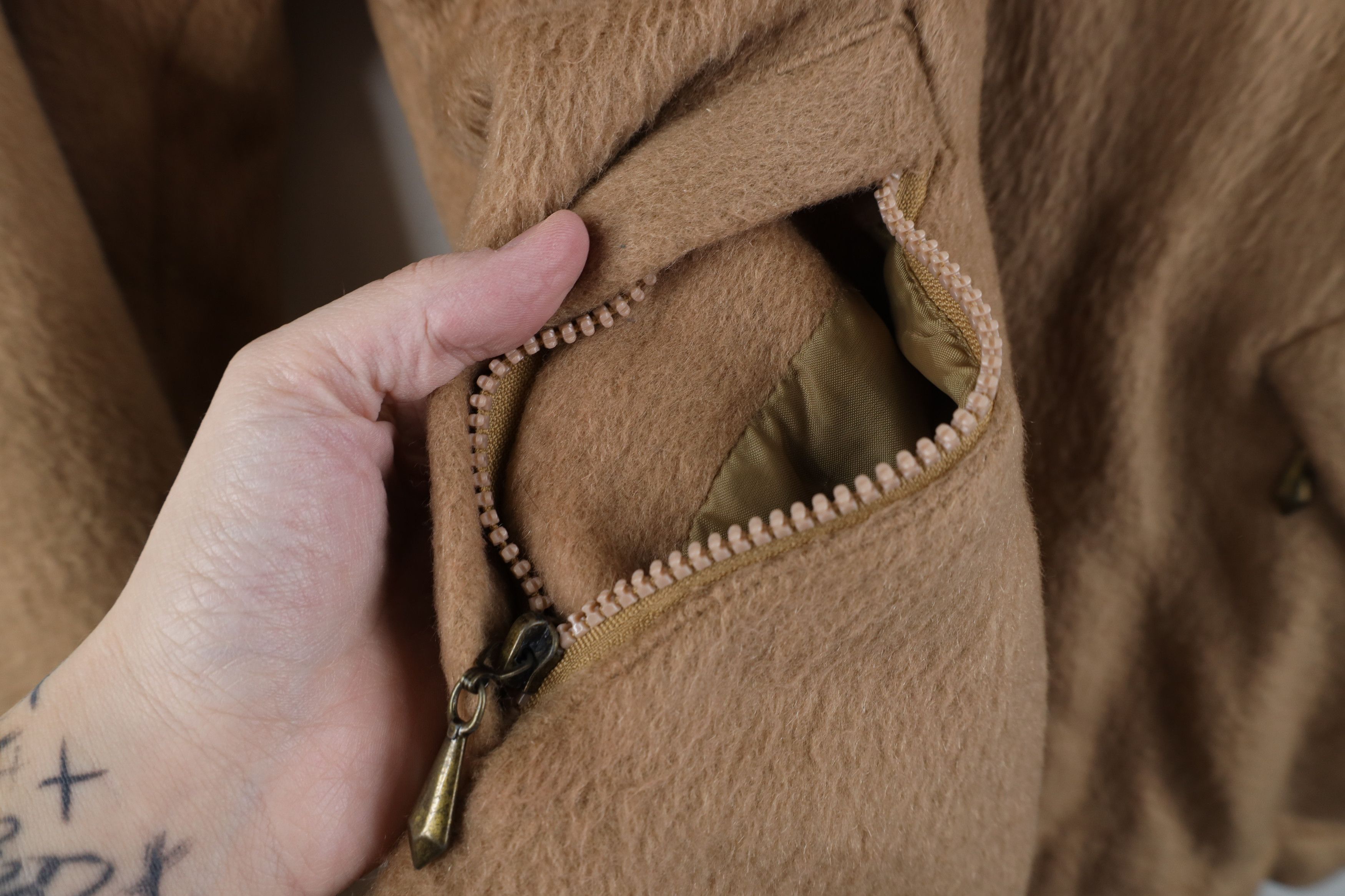 Express Vintage 90s Express Lined Mohair Wool Blend Jacket Beige Size S / US 4 / IT 40 - 7 Thumbnail