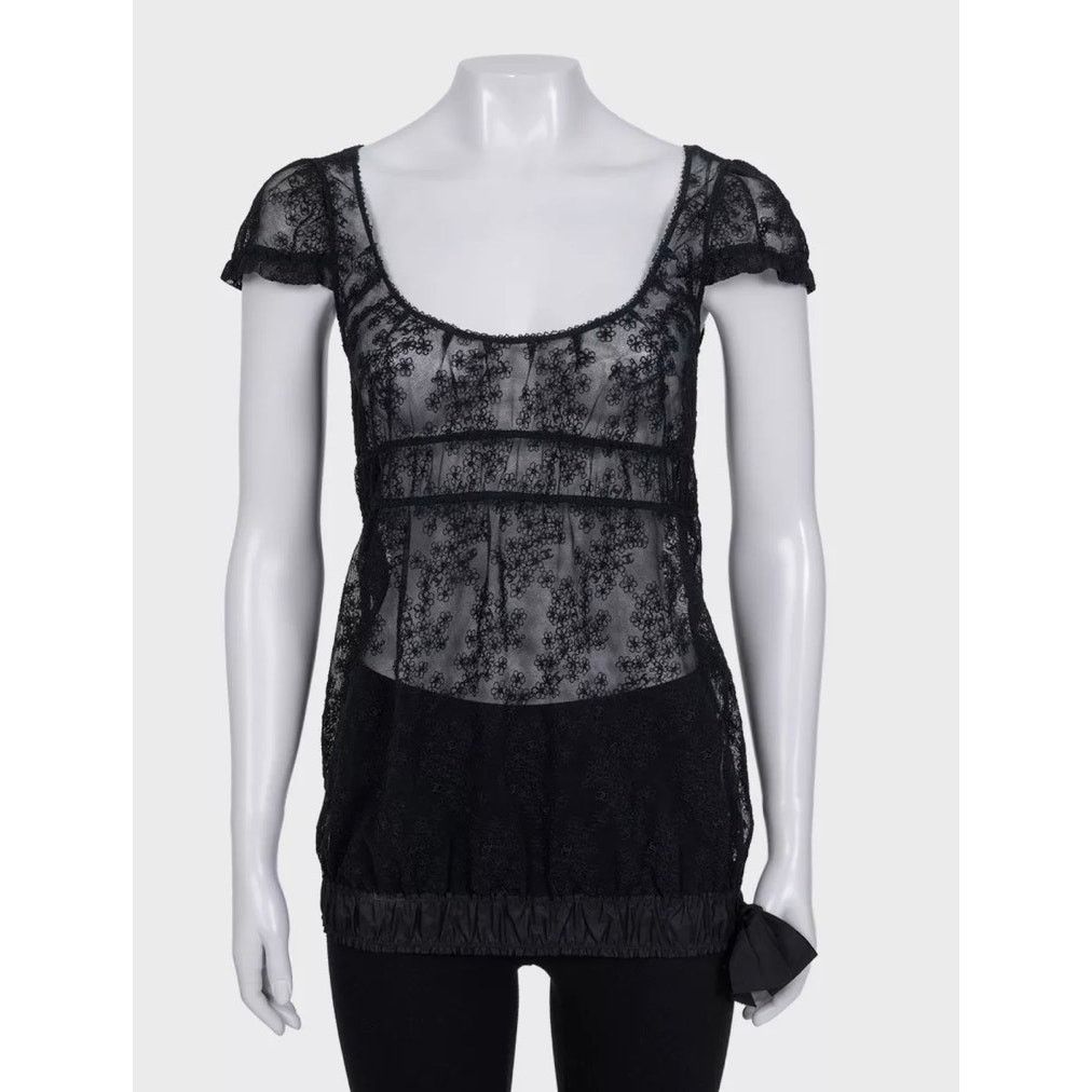 Chanel Chanel Elegant Black Lace Top with Bow - Size S / FR36 Size S / US 4 / IT 40 - 1 Thumbnail