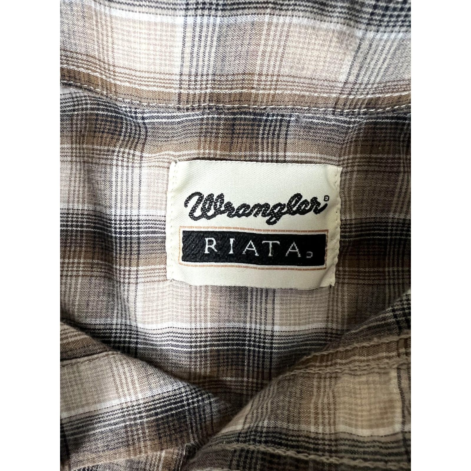Wrangler Wrangler Riata Shirt Mens Medium Brown Plaid Button Front Long Sleeve Casual Size US M / EU 48-50 / 2 - 2 Thumbnail