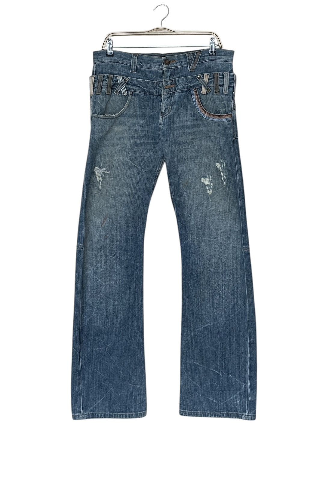Japanese Brand Vintage Brand Dominate Handcraft Double Waist Jeans 2000s Size US 35 - 2 Thumbnail