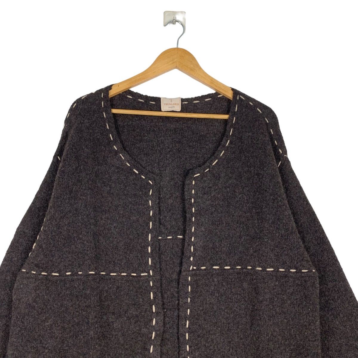 Trussardi TRUSSARDI Maglie Wool Long Cardigan Buttonless #1018-C46 Size XL / US 12-14 / IT 48-50 - 2 Thumbnail