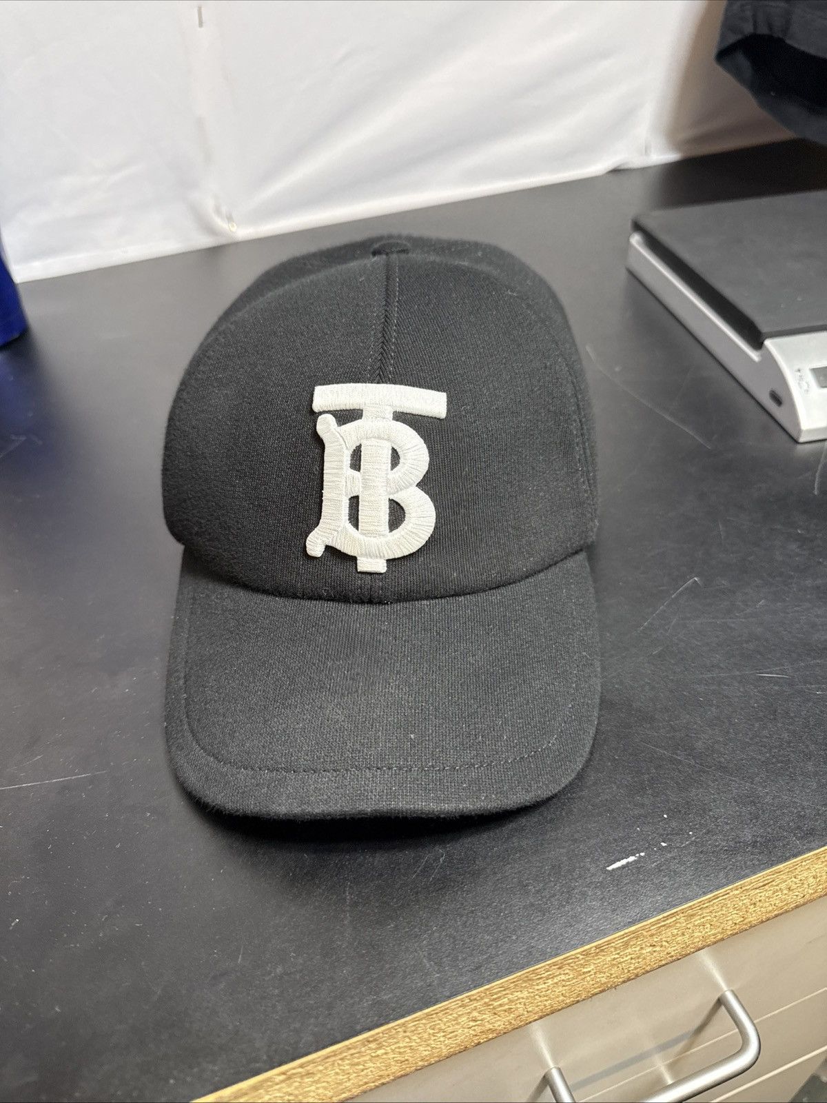 Authentic Burberry Monogram Motif Cap Cotton Large Black