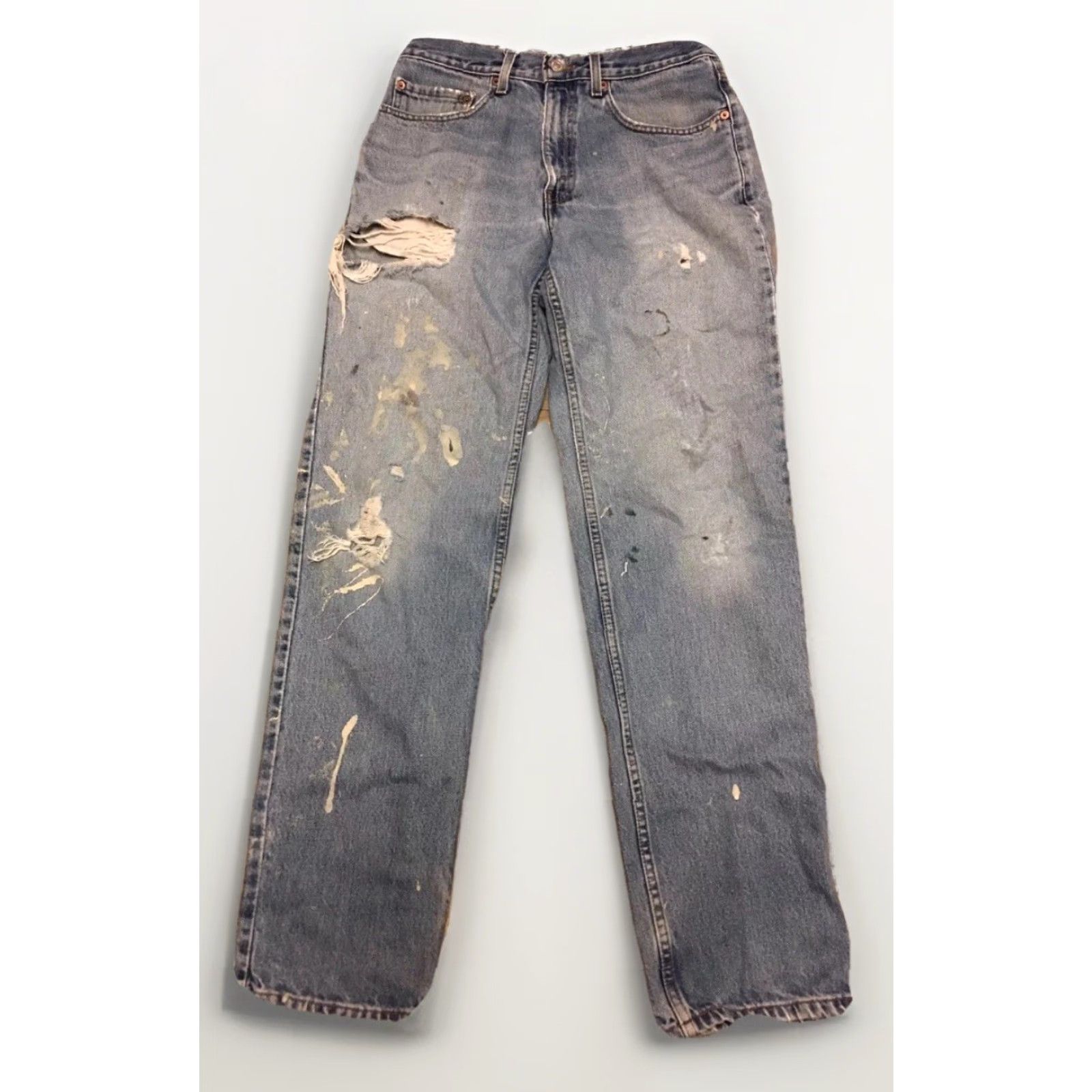 Levi's VINTAGE Levi's 550 Relaxed Fit Jeans 32 34 Distressed From Wear Destroyed Mens Jeans 5-Pocket Blue Denim Regular Inseam 34 Size US 32 / EU 48 - 2 Thumbnail