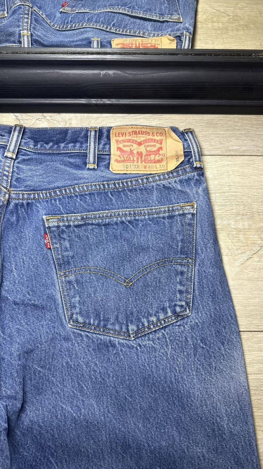 Levi's Vintage 1990s Levi’s 501 XX 40 x 30 Dark Acid Wash Denim Size US 38 / EU 54 - 3 Thumbnail