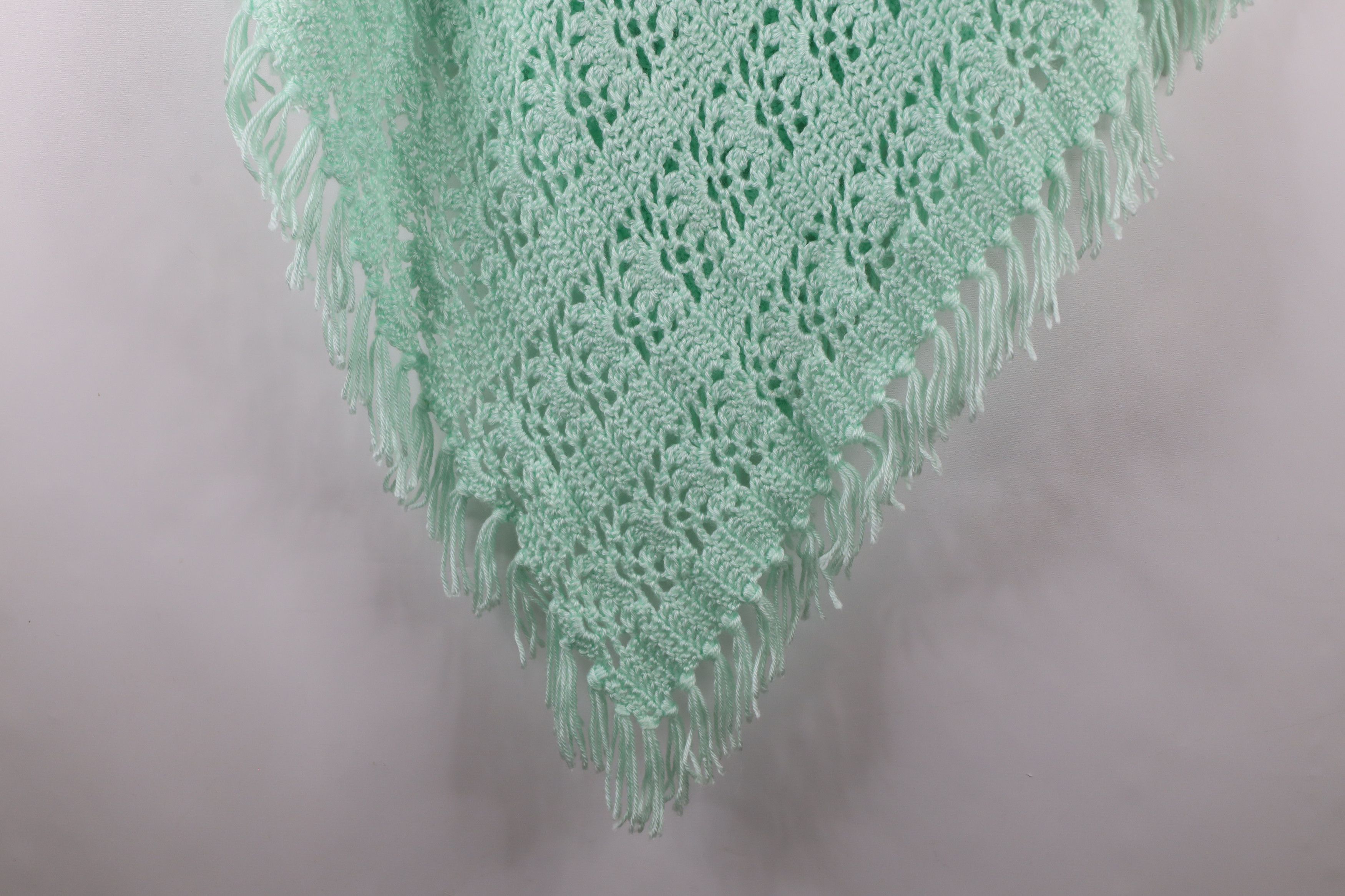 Vintage Vintage 60s 70s Boho Chic Fringed Poncho Sweater Mint Size ONE SIZE - 4 Thumbnail