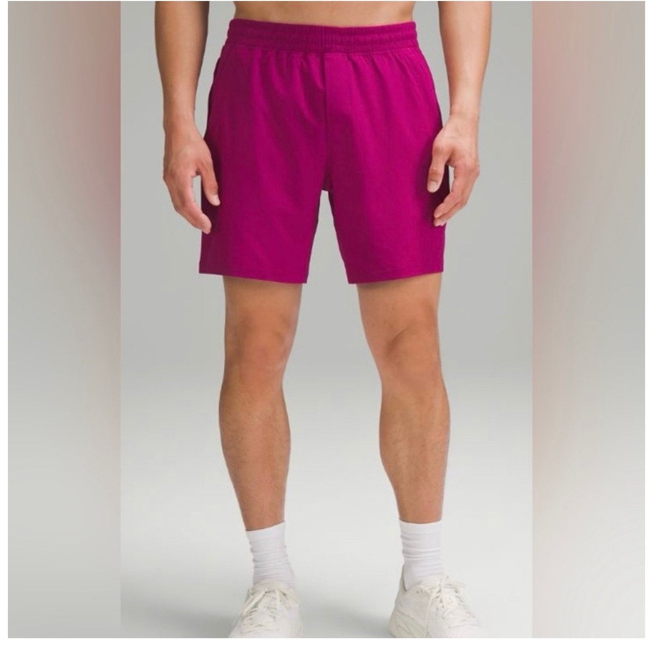 Lululemon LULULEMON Men's Pace Breaker 7” Linerless Shorts Magenta Size US 30 / EU 46 - 1 Thumbnail