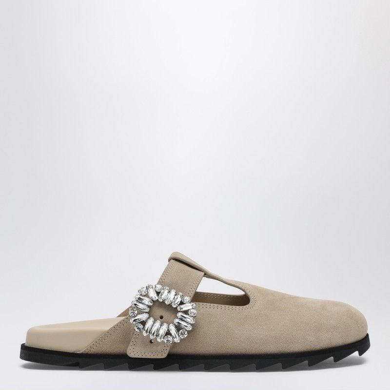 Roger Vivier Roger Vivier Slidy Viv Mules In Suede Beige Size US 10 / IT 40 - 1 Thumbnail