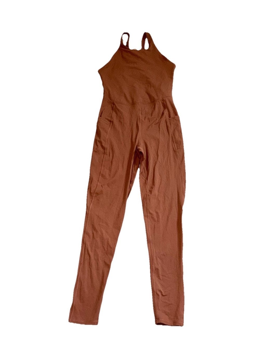 Free People FREE PEOPLE MOVEMENT HIGH NECK JUMPSUIT BODYSUIT BROWN SZ XS Size 26" / US 2 / IT 38 - 4 Thumbnail