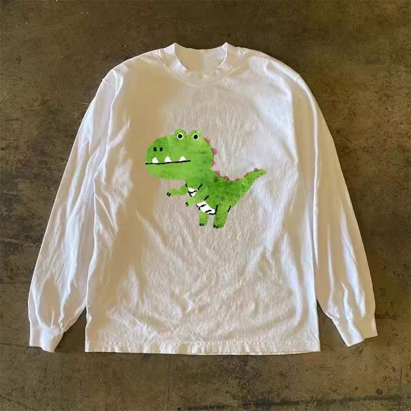 Vintage White retro dinosaur print long-sleeved t-shirt Size US M / EU 48-50 / 2 - 1 Thumbnail