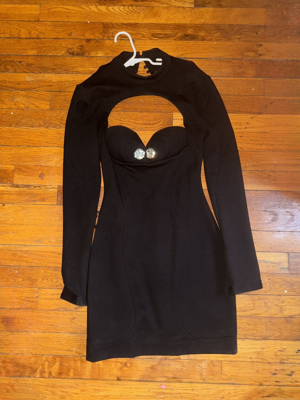 Area AREA NYC CRYSTAL DRESS BLACK CUT OUT MINI DRESS NWT Size S / US 4 / IT 40 - 4 Thumbnail