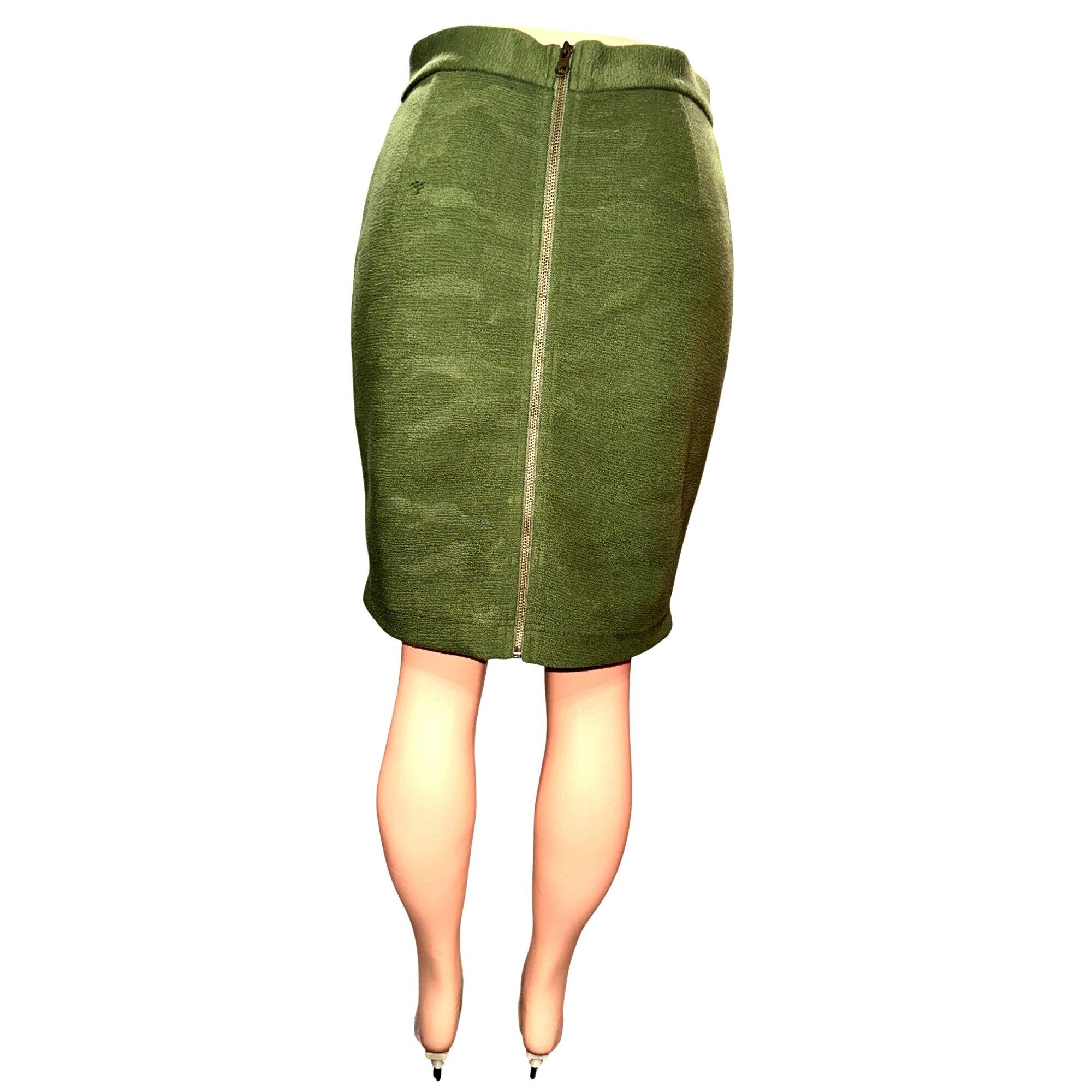 Other 209 WST 38th Med Olive Green Camo Textured Thick Cozy Pencil Size 28" / US 6 / IT 42 - 6 Thumbnail
