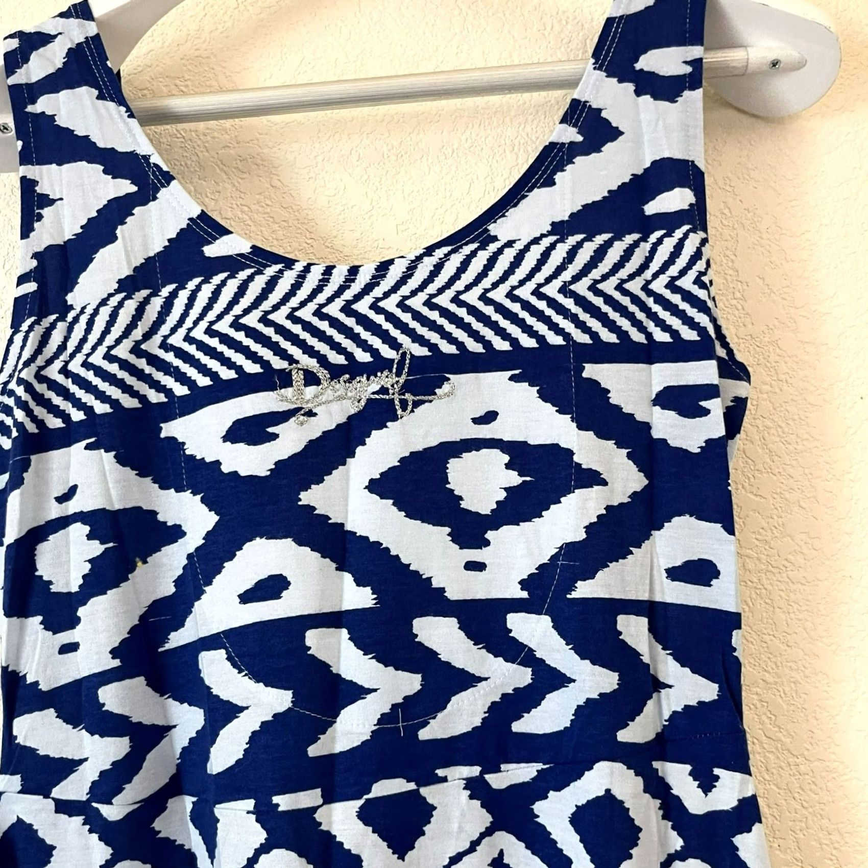 Desigual VINTAGE Desigual Women's Geometric Sleeveless V-Neck Mini Dress Blue M Size M / US 6-8 / IT 42-44 - 3 Thumbnail