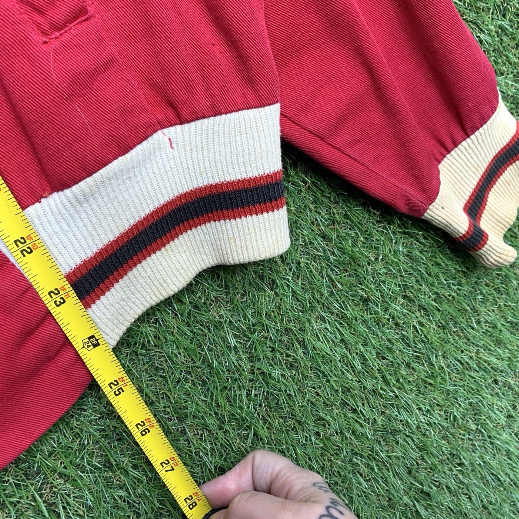 Vintage VINTAGE Thermo-Jac Chain Stitch Jacket Mens Medium Red Full Zip Varsity 1950s 40s Workwear USA Cotton Canvas Size US M / EU 48-50 / 2 - 6 Thumbnail