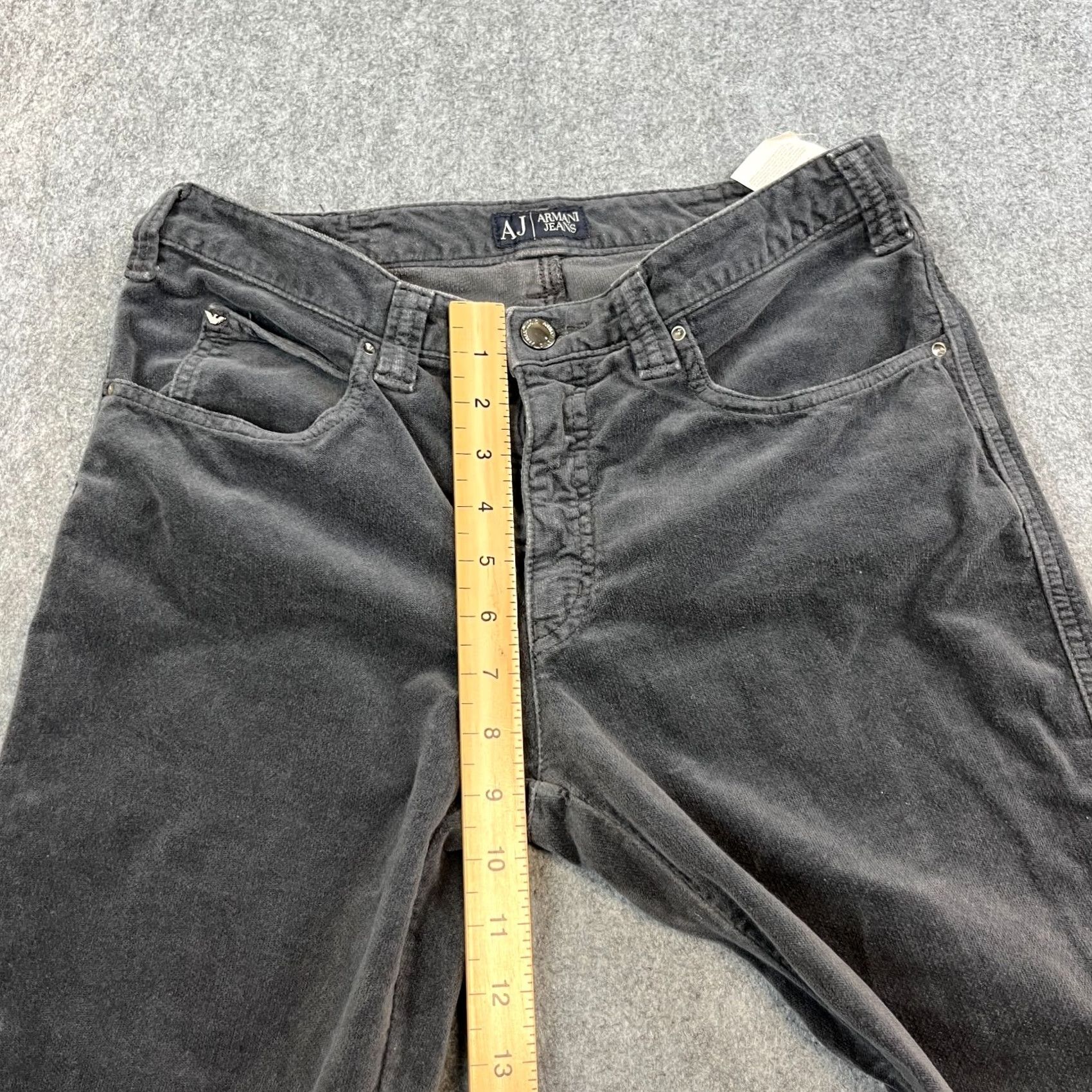 Vintage Armani Jeans Jeans Slim Moleskin 30 30 UK 10 Charcoal Grey Vintage Womens Slim Fit 30 In Inside Leg 30in 5-Pocket Size 32" / US 10 / IT 46 - 6 Thumbnail
