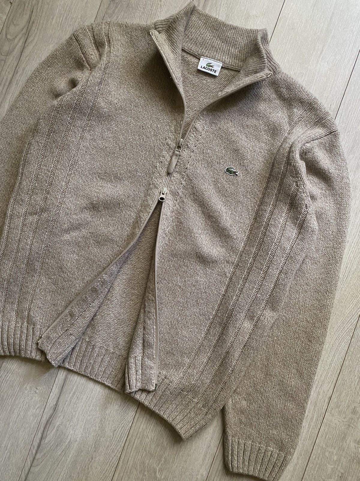 Lacoste × Vintage Lacoste vintage beige wool double zip sweater Size US L / EU 52-54 / 3 - 3 Thumbnail