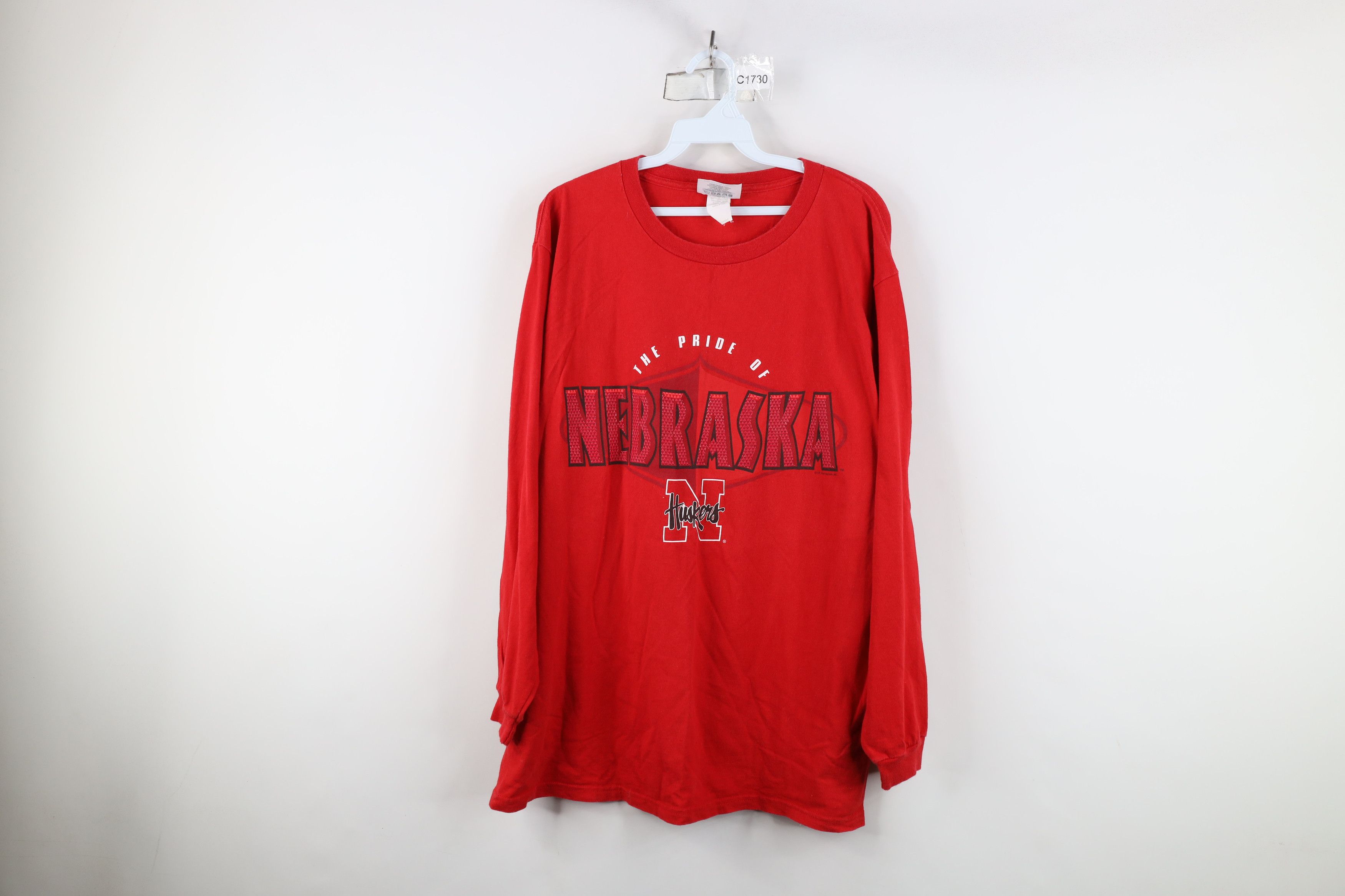Vintage Vintage 90s of Nebraska Long Sleeve T-Shirt Red Cotton USA Size US L / EU 52-54 / 3 - 1 Thumbnail