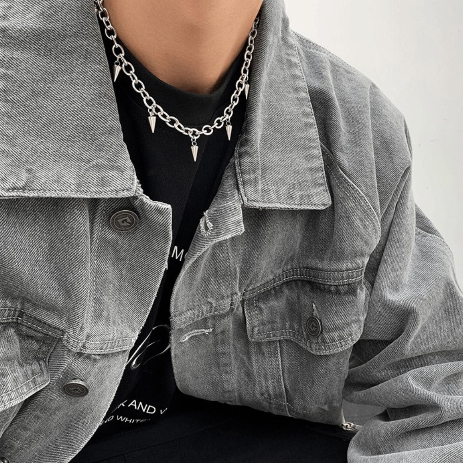 Jewelry Spiked Rivet Chain Necklace Choker Size ONE SIZE - 3 Thumbnail