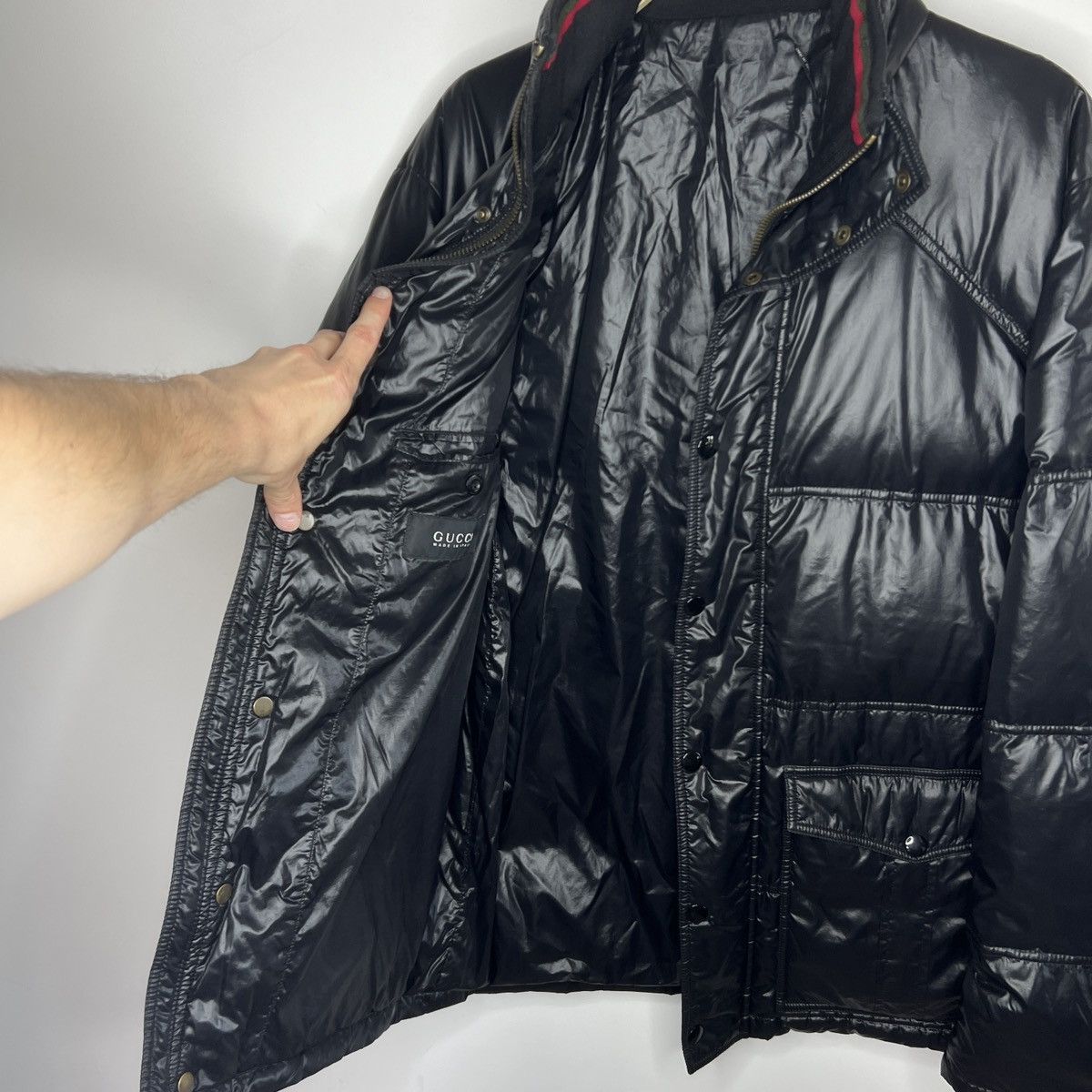 Gucci Gucci Puffer Jacket Goose Down Black Shiny Nylon Size US XL / EU 56 / 4 - 8 Thumbnail