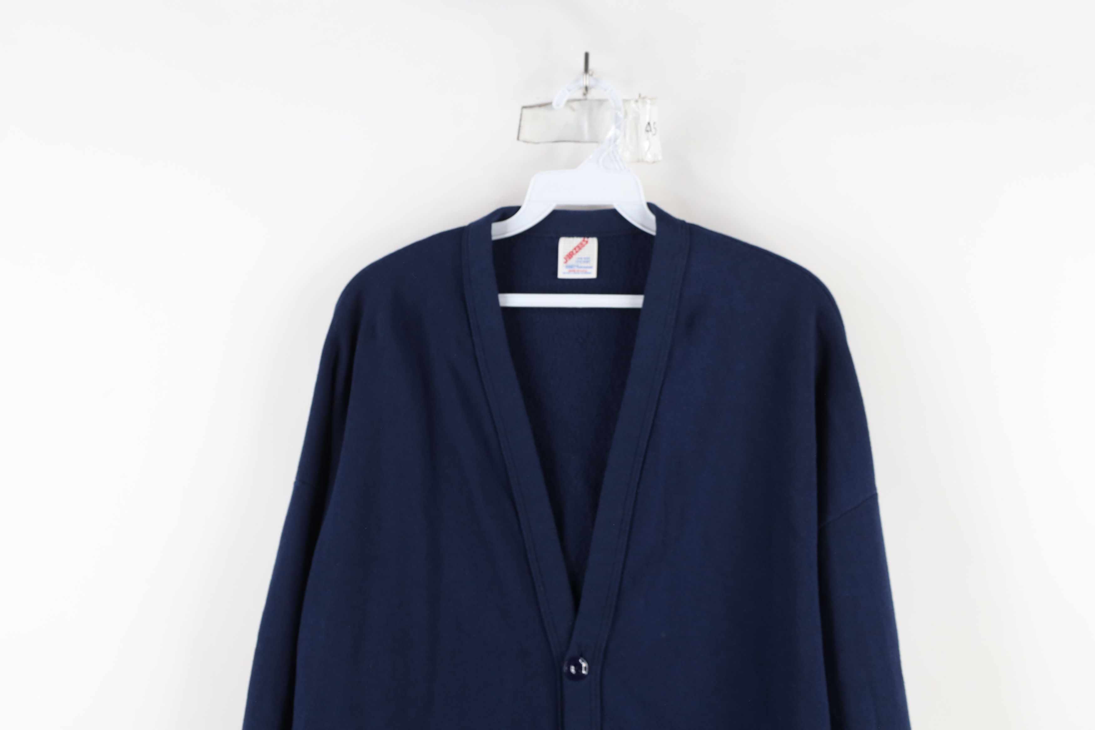 Vintage Vintage 90s Streetwear Cardigan Sweatshirt Navy Blue USA Size ONE SIZE - 2 Thumbnail