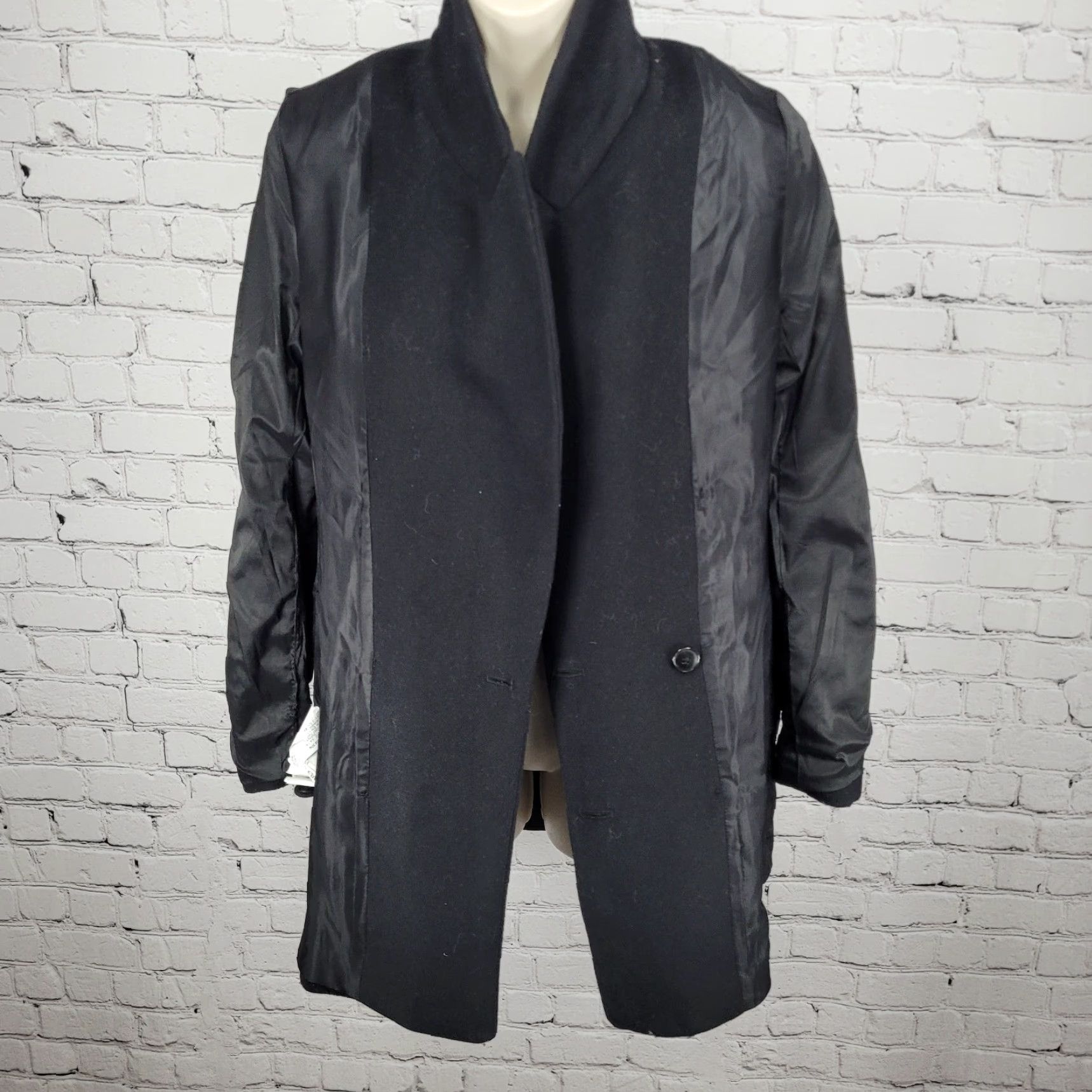 Zara Zara Woman Black Wool Blend Double Breasted Peak Blazer Jacket Pea Coat S Size S / US 4 / IT 40 - 5 Thumbnail