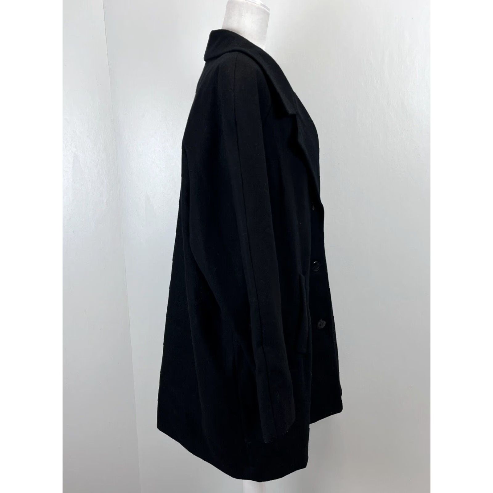 Vintage Stephanie Matthews Woman Wool Coat Sz 1X Plus GUC Black Mid Length Size XL / US 12-14 / IT 48-50 - 4 Thumbnail