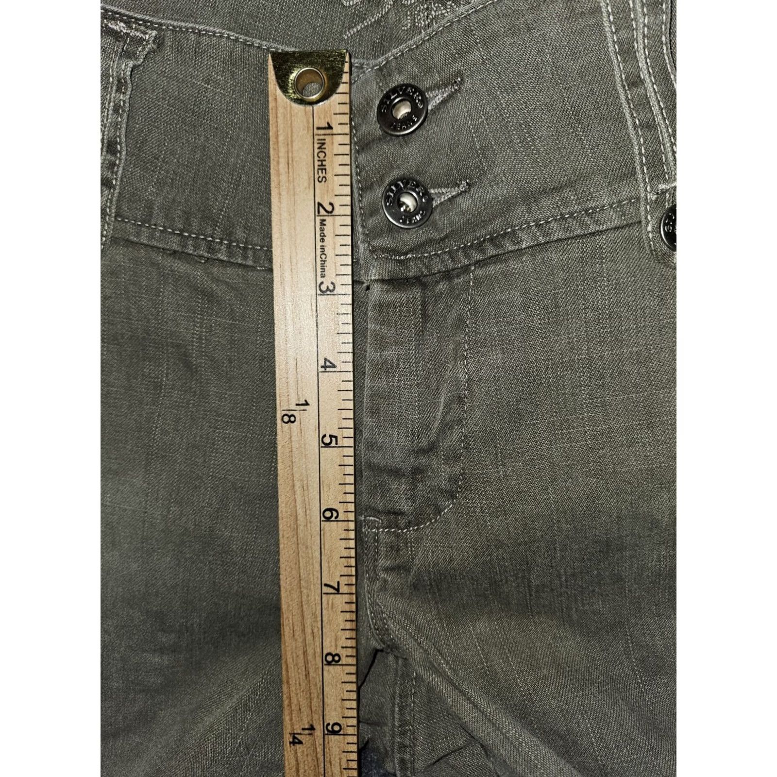Silver Jeans Co. VINTAGE Silver Jeans Capris Womens 29 Gray Low Rise Flap Pockets Y2K Slit Casual Preppy Size 29" - 4 Thumbnail