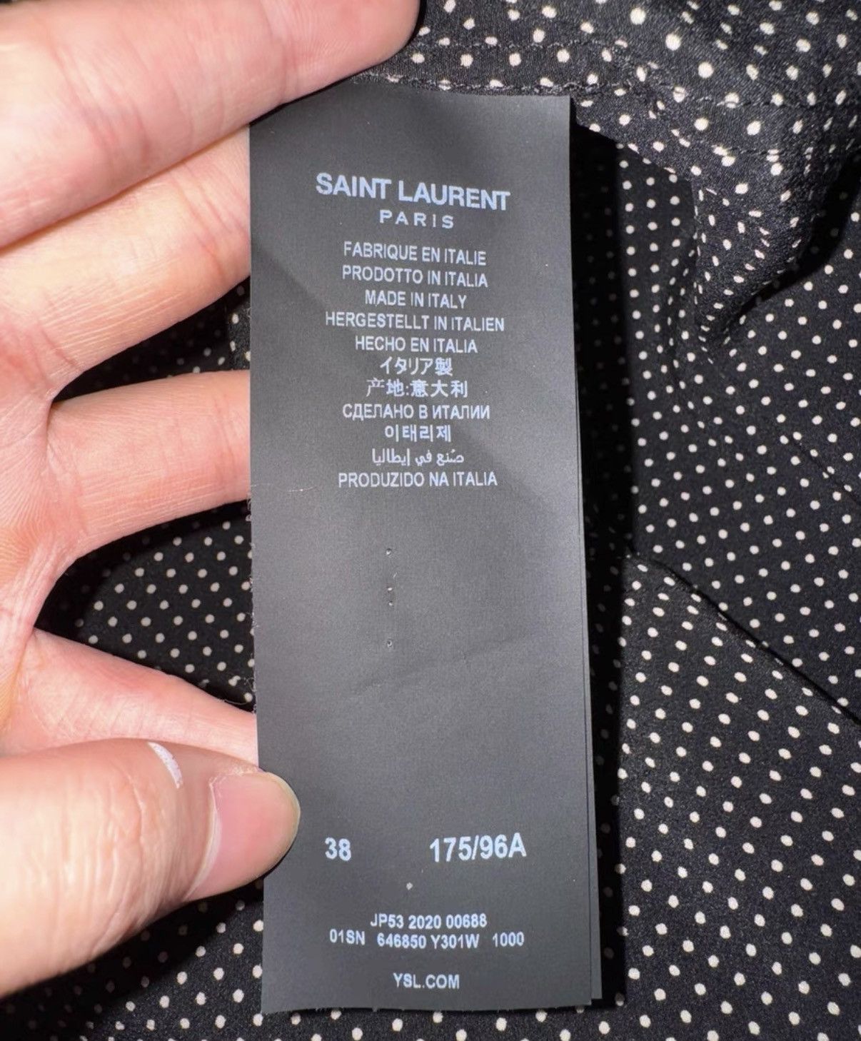 Saint Laurent Paris Saint Laurent 21SS Starry Sky Silk Small Polka Dot Shirt Size US M / EU 48-50 / 2 - 8 Thumbnail