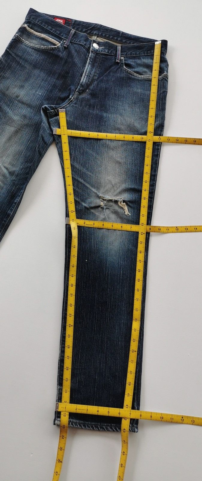 Edwin Edwin Slim Fit Distressed Denim Jeans Size US 35 - 13 Thumbnail