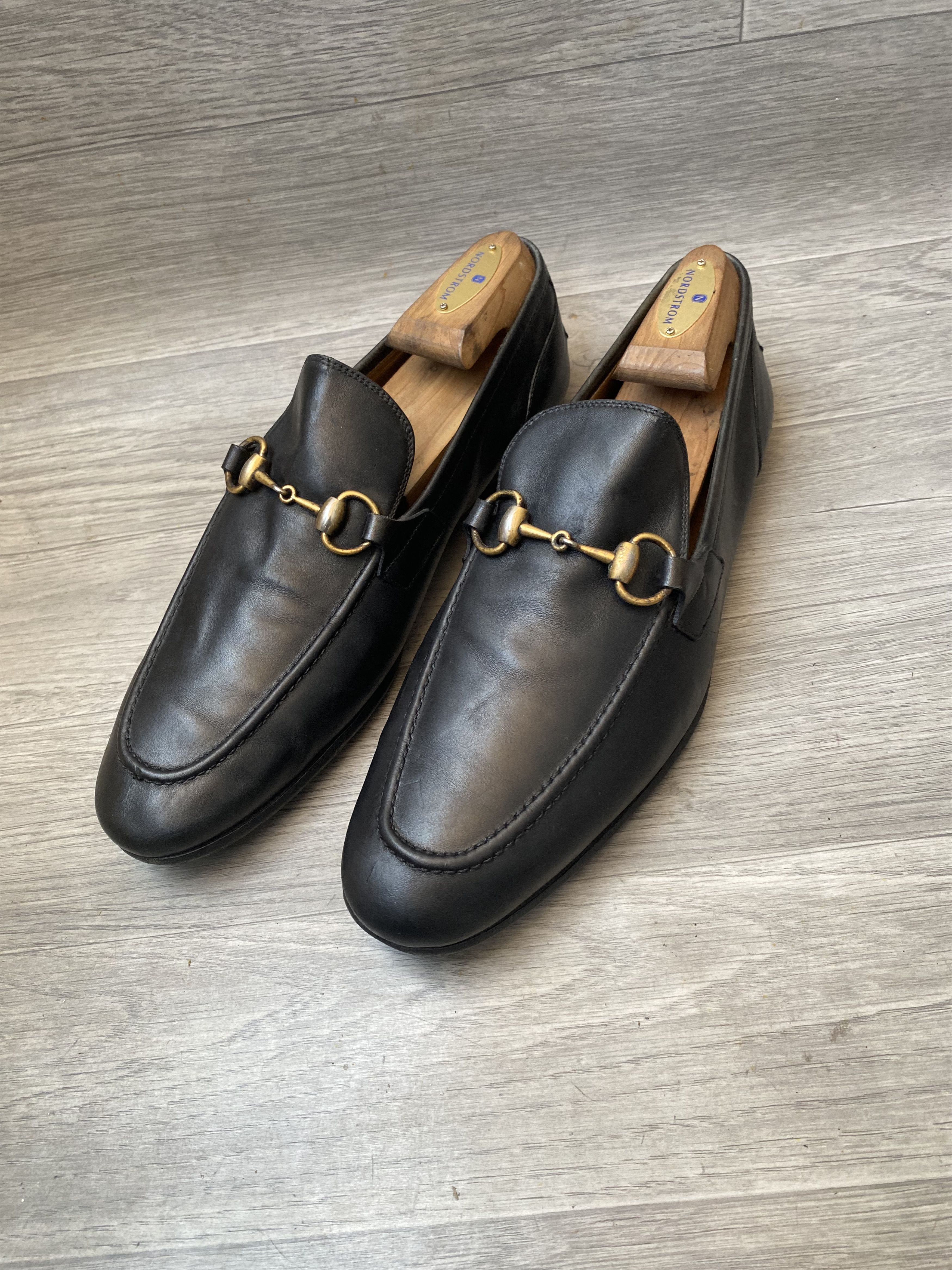 Gucci horsebit jordan black leather loafers sz 41
