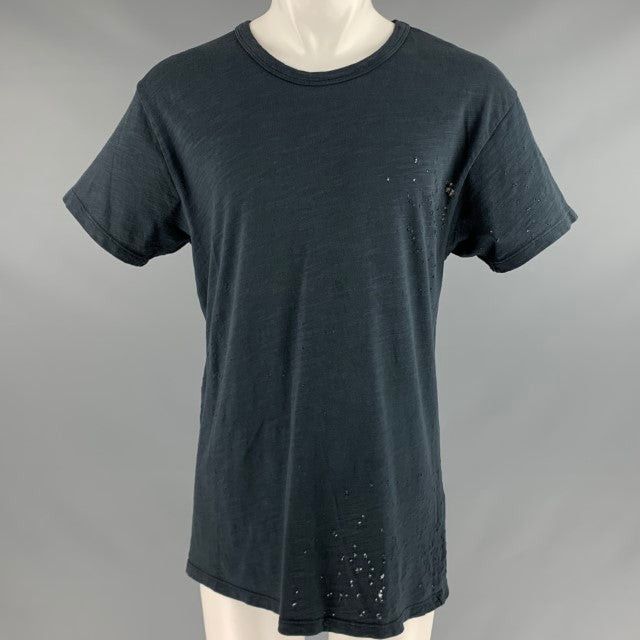 image of Amiri Grey Distressed Cotton Short Sleeve Tshirt, Men's (Size Small)