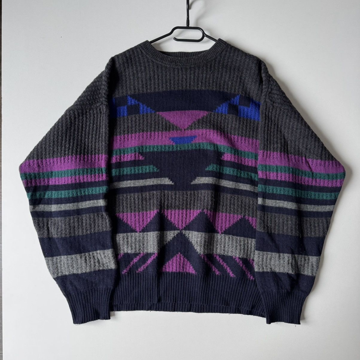 Vintage Vintage Aztec Print Wool Boxy Fit Sweater grandpa knit ald Size US L / EU 52-54 / 3 - 1 Thumbnail
