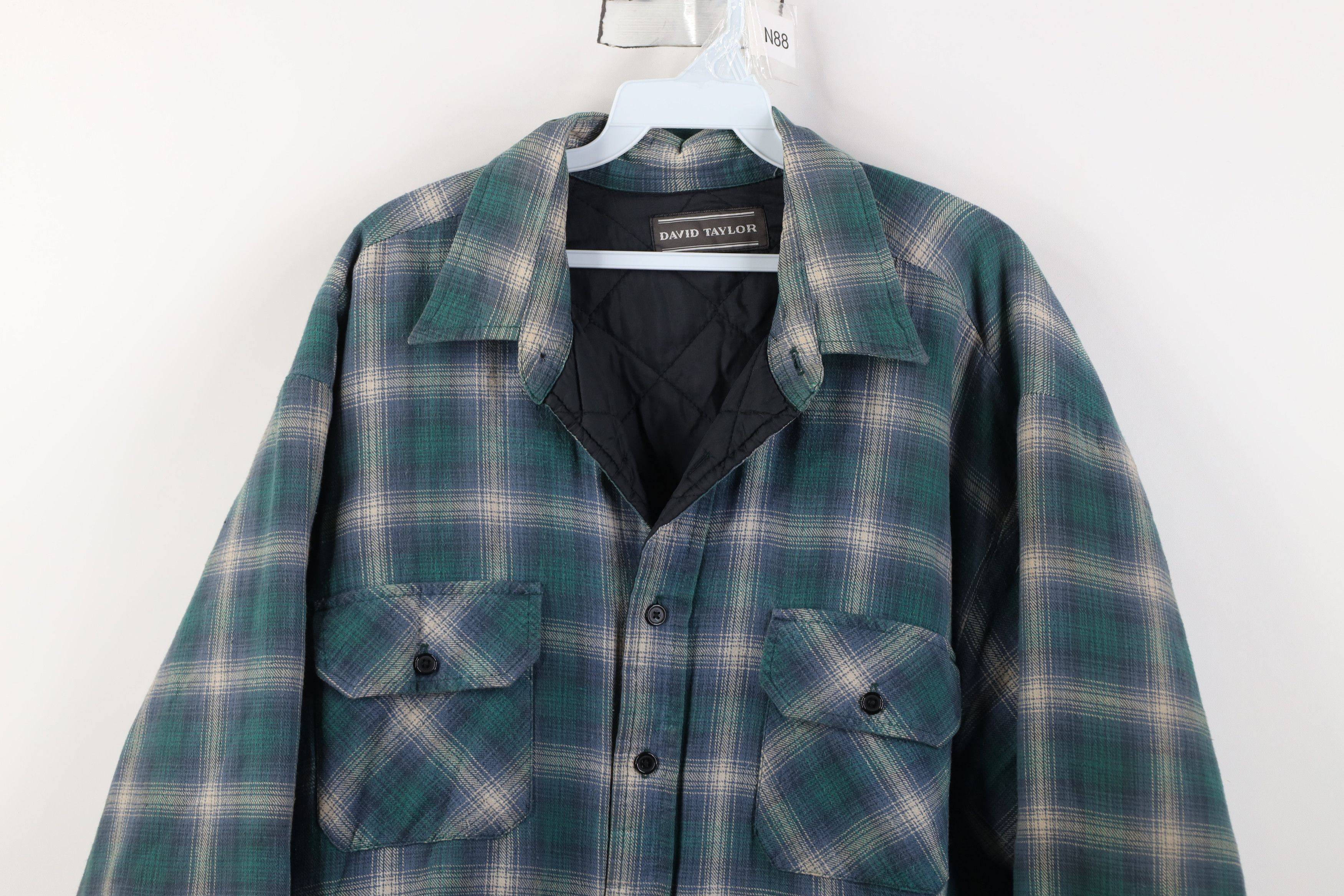 Vintage Vintage 90s Streetwear Quilted Flannel Shirt Jacket Plaid Size US XXL / EU 58 / 5 - 2 Thumbnail