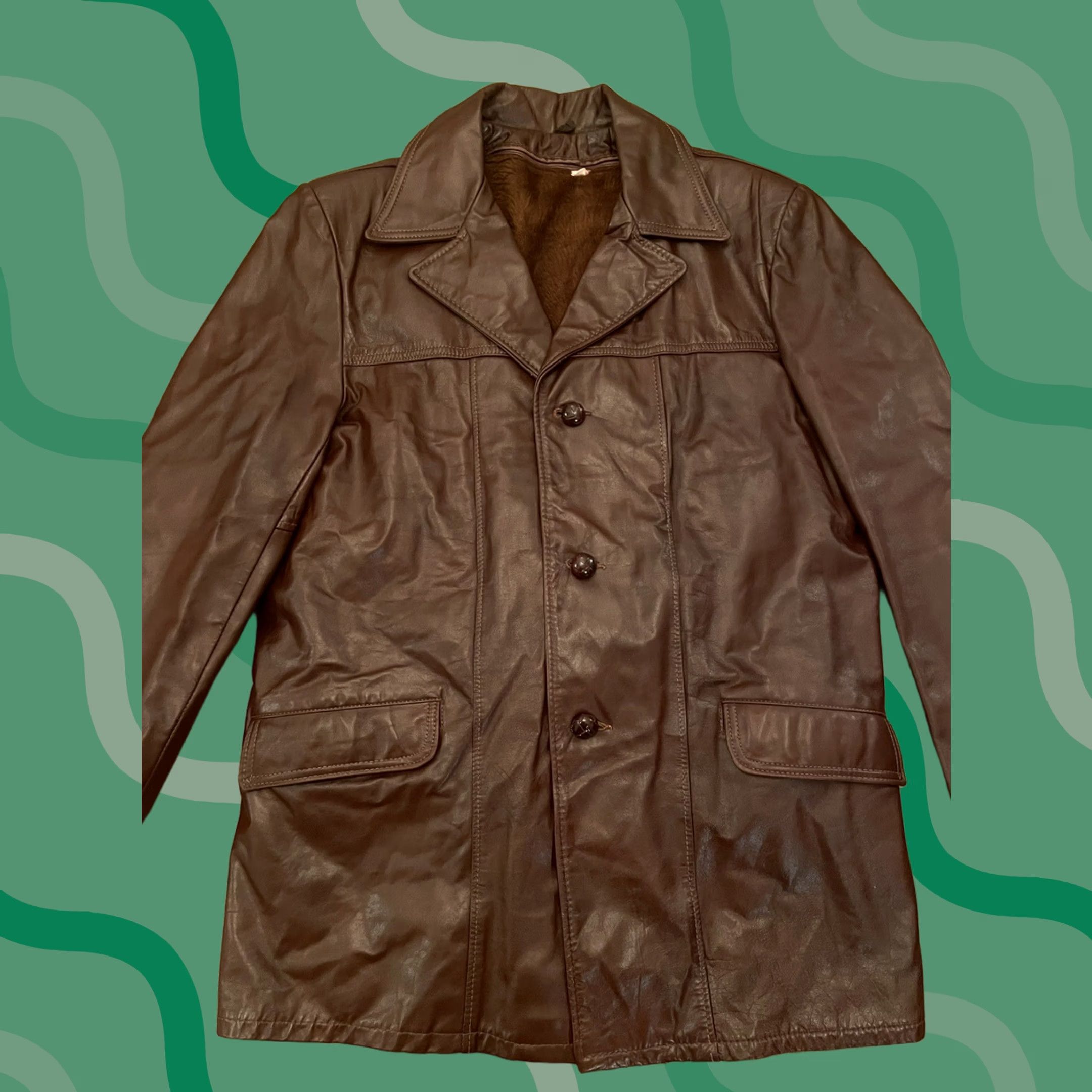 Vintage VINTAGE R Sherman Brown Leather Jacket Trench Coat USA 42L Men Flight/Bomber Size 42L Brown Leather USA Mens Size US XS / EU 42 / 0 - 1 Thumbnail