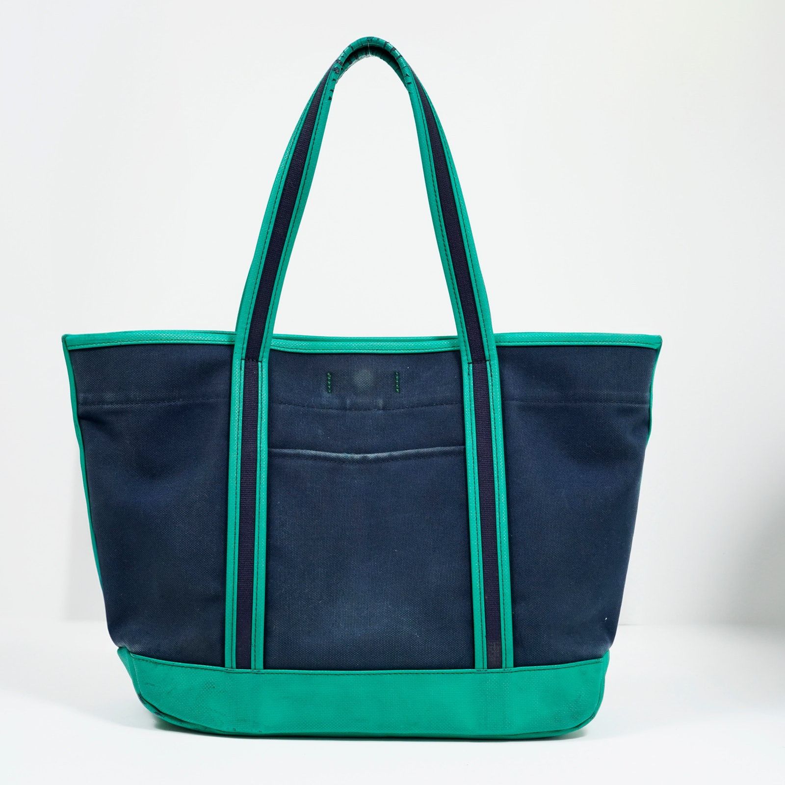Porter Porter Girl Boyfriend Tote Canvas Navy Green Trim Japan Size ONE SIZE - 3 Thumbnail