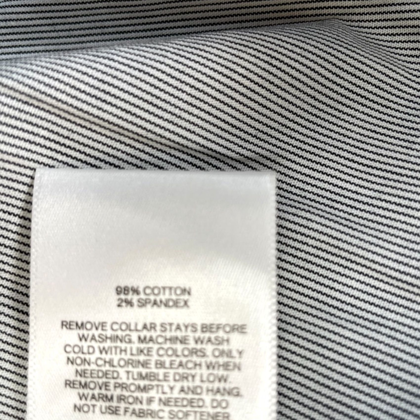 Express Express Shirt Mens XXL Tall Gray Striped Cotton Stretch Formal Slit Button Collar Dress Shirt Size 48R - 4 Thumbnail