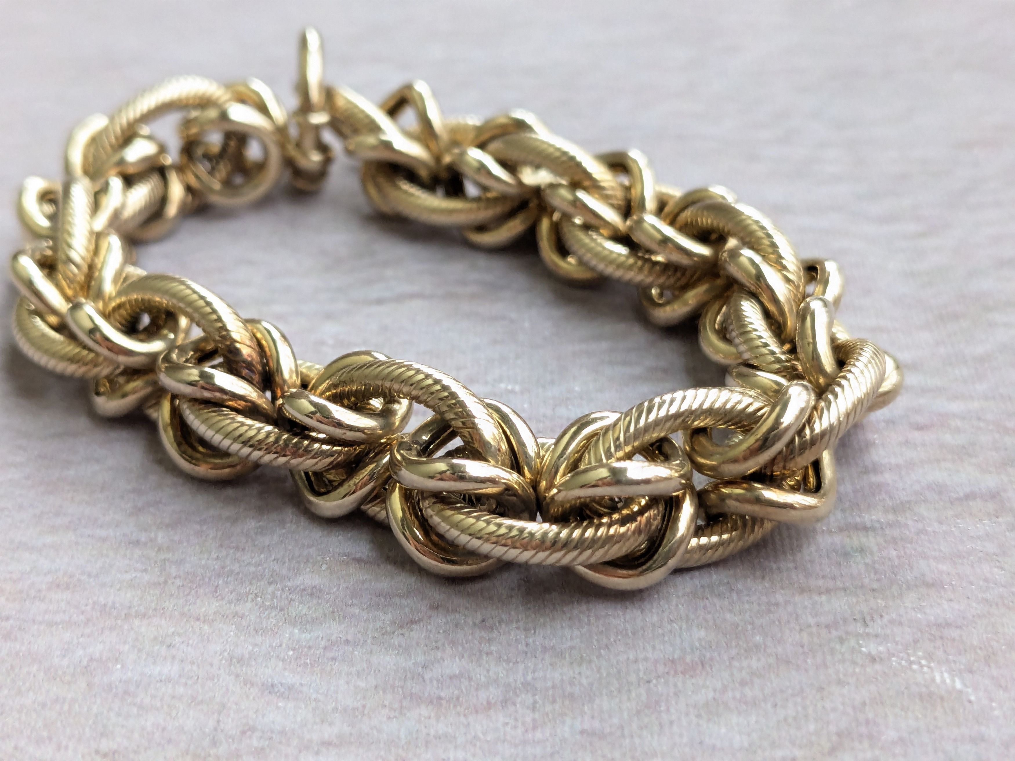 Jewelry Vintage Sterling Silver Bracelet Oval Vermeil Gold 8.25 Size ONE SIZE - 12 Thumbnail