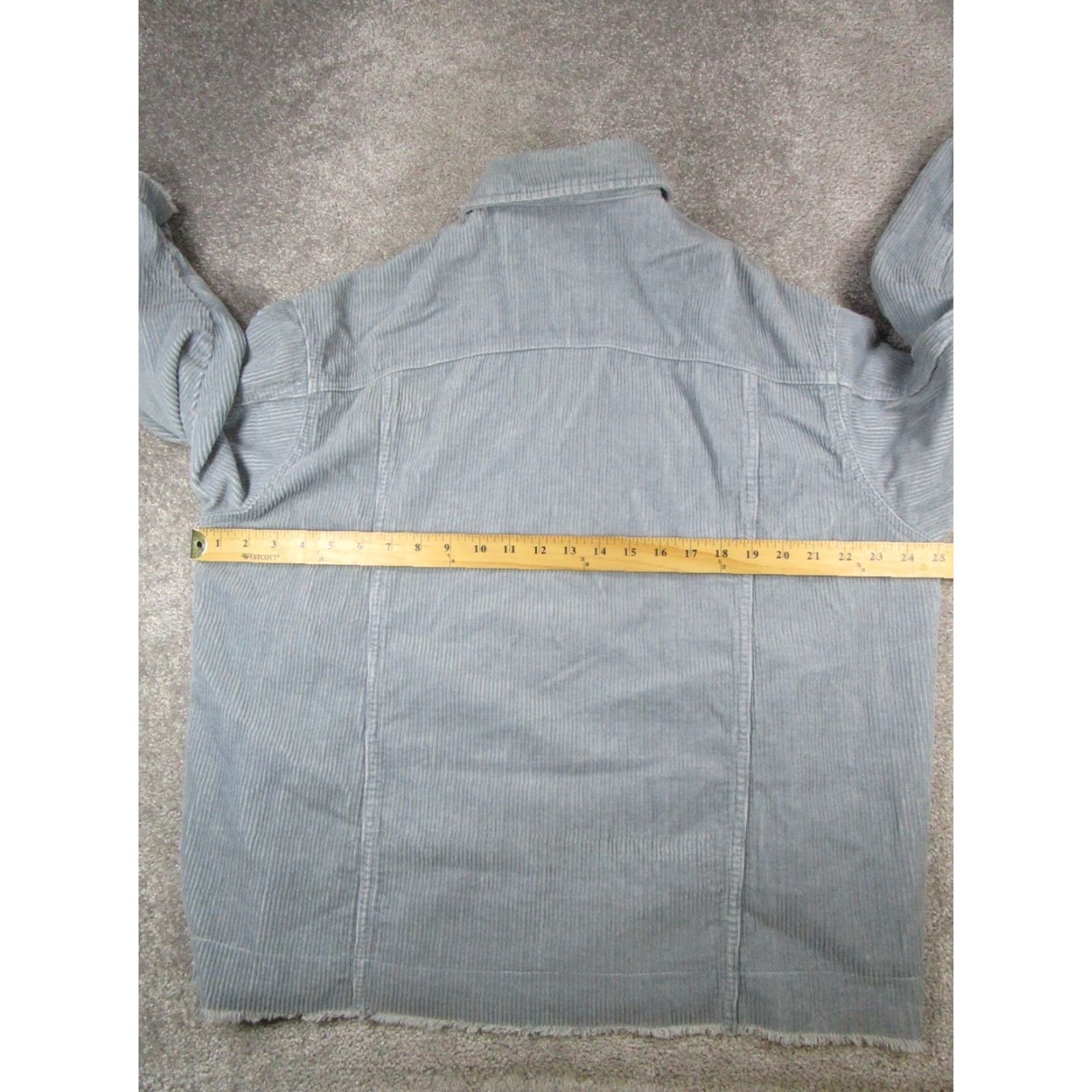 Zara Zara Shirt Womens Small Blue Cotton Corduroy Pleated Button Up Size S / US 4 / IT 40 - 6 Thumbnail