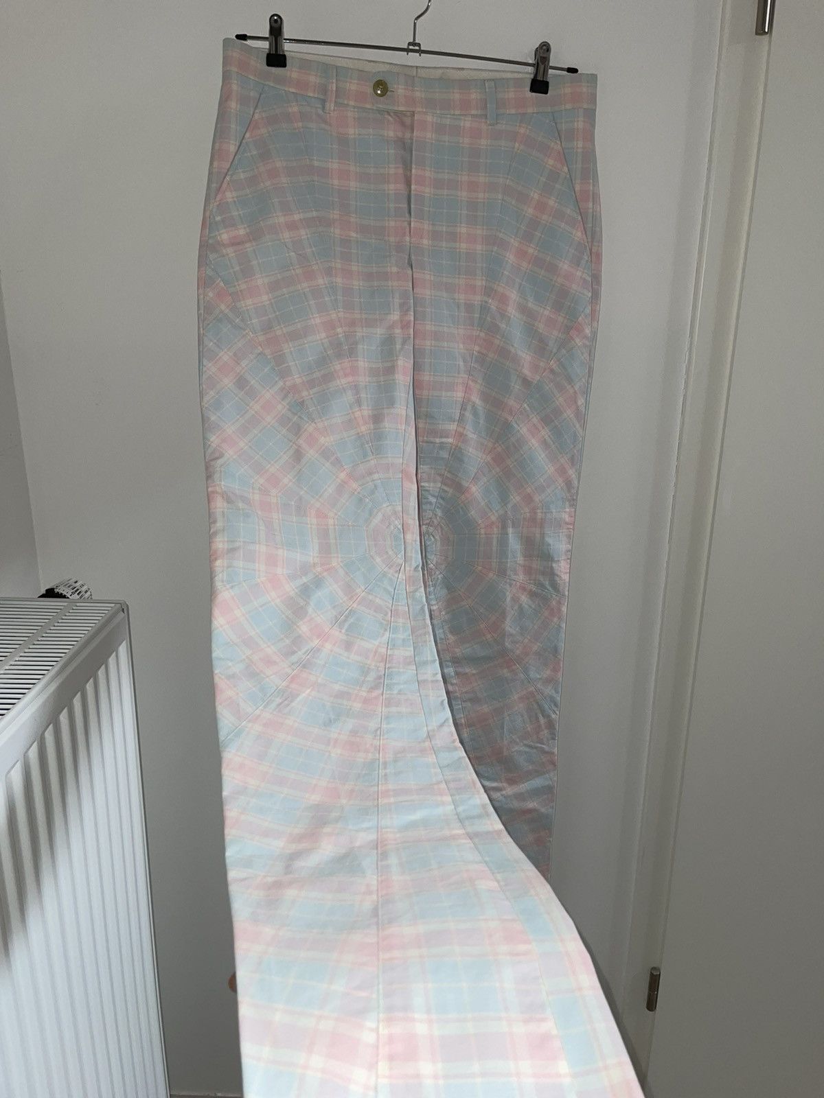 image of W Lt Walter Van Beirendonck x Walter Van Beirendonck Ss12 Spider Web Checkered Pants in Pink/White 