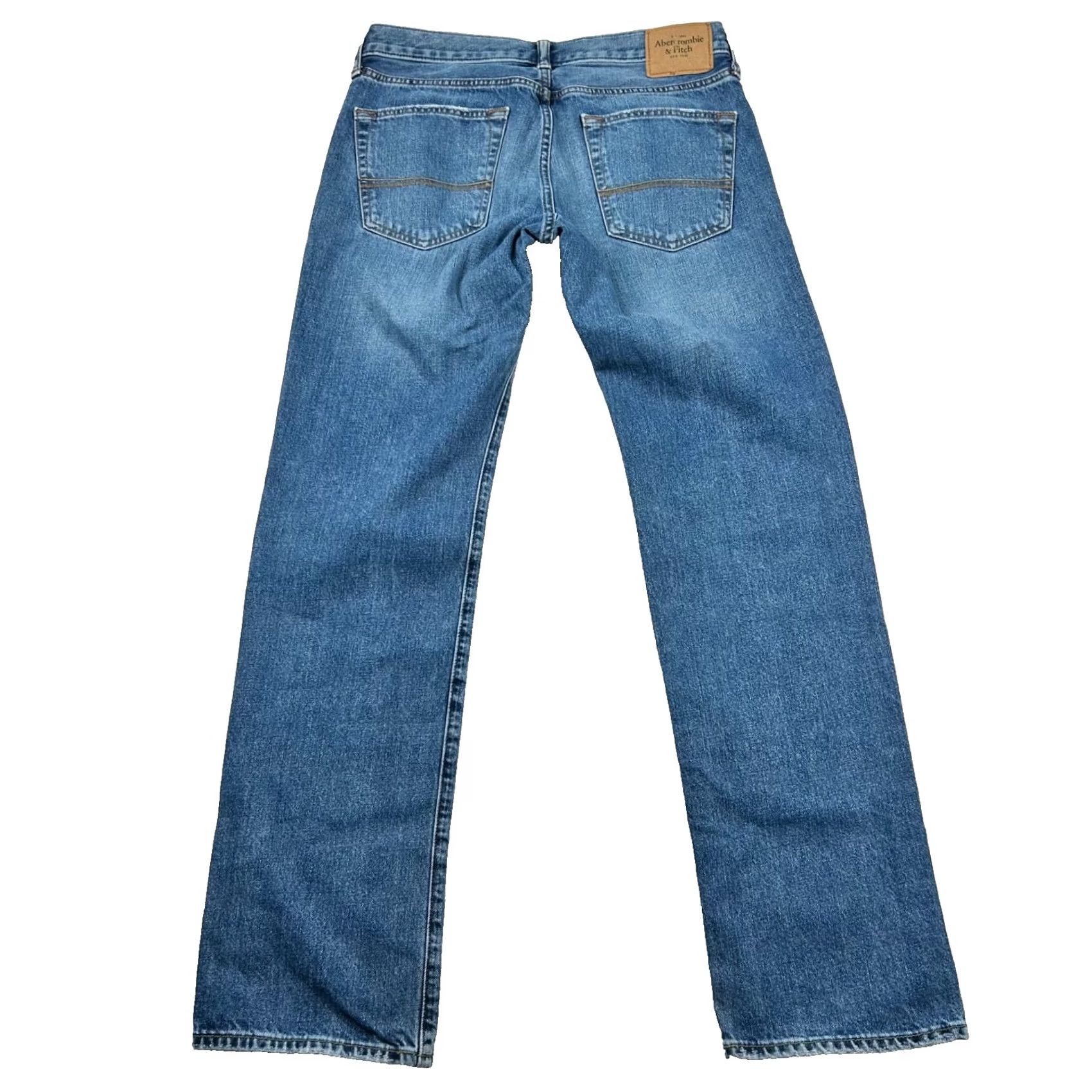 Abercrombie & Fitch Abercrombie Fitch Mens Jeans Slim Straight Button Fly Classic Blue 32x34 (fits 30x32) Size US 32 / EU 48 - 2 Thumbnail