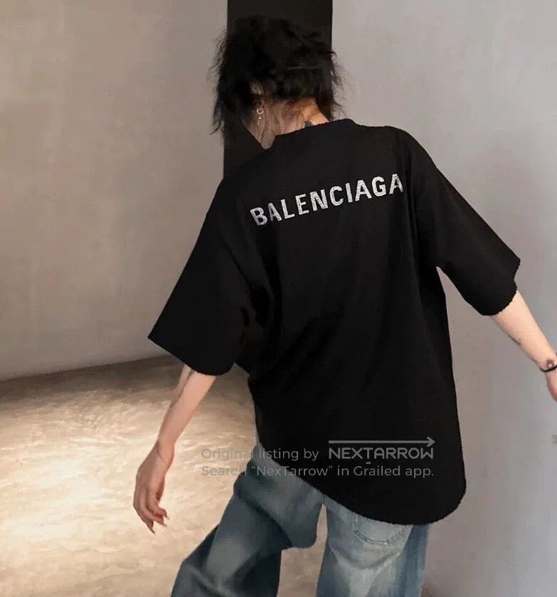 Balenciaga Balenciaga Black Cotton Logo Letter Print Cotton Crewneck Size US XS / EU 42 / 0 - 8 Thumbnail