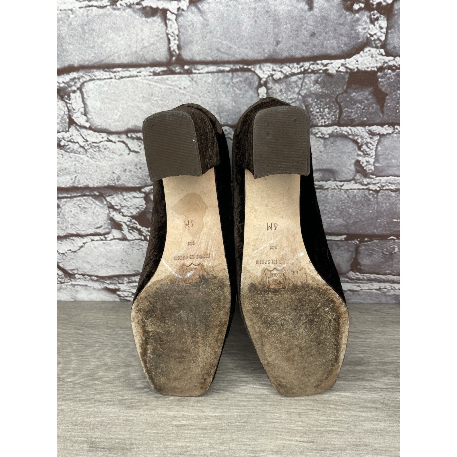 Enzo Bonafe ENZO ANGIOLINI Brown Textured Floral Velvet Block Heels Pump Size US 6 / IT 36 - 23 Thumbnail
