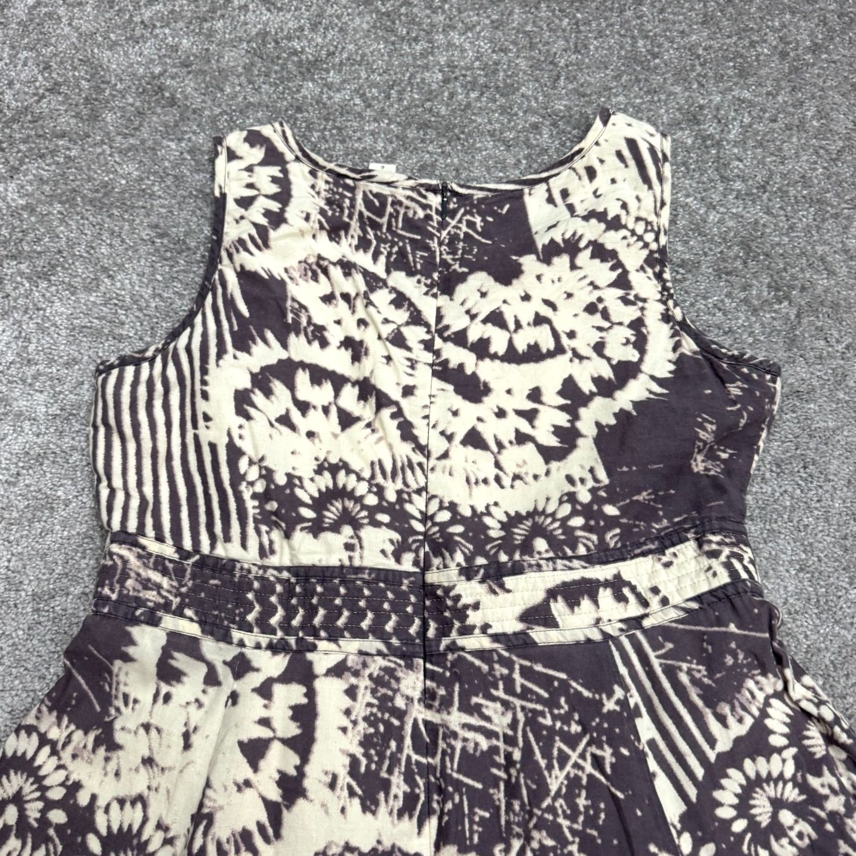 Coldwater Creek Coldwater Creek Patchwork Batik A-Line Dress Womens 6 Gray Cotton Sleeveless V-Neck Multicolor Bohemian Casual Dress Size M / US 6-8 / IT 42-44 - 3 Thumbnail