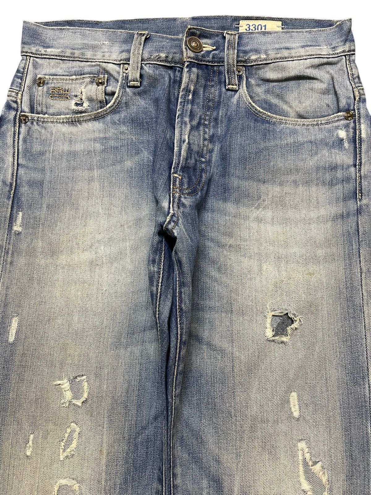 G-Star Vintage Gstar Raw Mud Faded Wash Whiskers Distressed Jeans Size US 30 / EU 46 - 3 Thumbnail