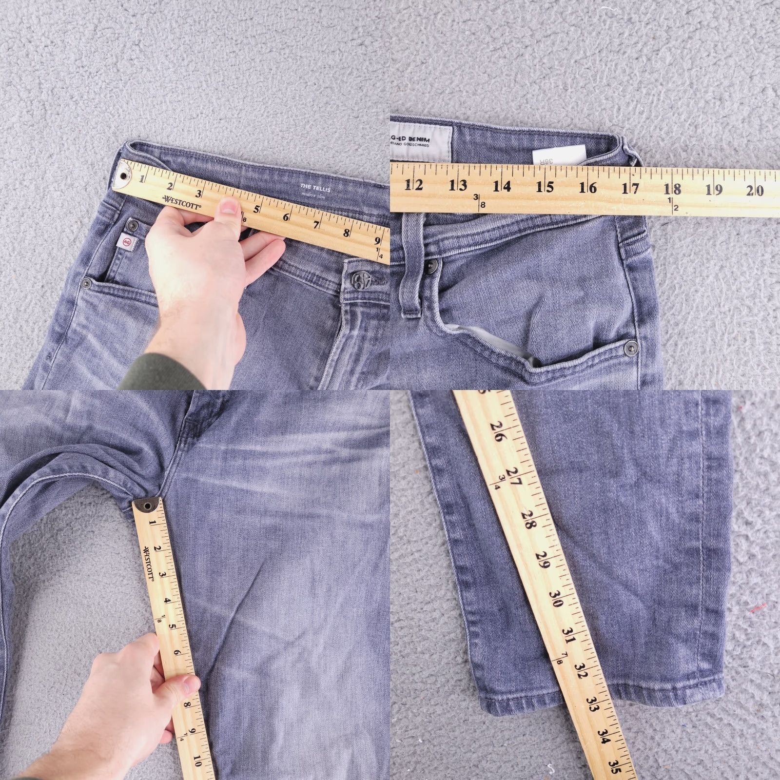 AG Jeans AG Jeans Slim Skinny The Tellis Mens Jeans 34x33 Gray Adriano Goldschmied 90s? Size US 34 / EU 50 - 8 Thumbnail