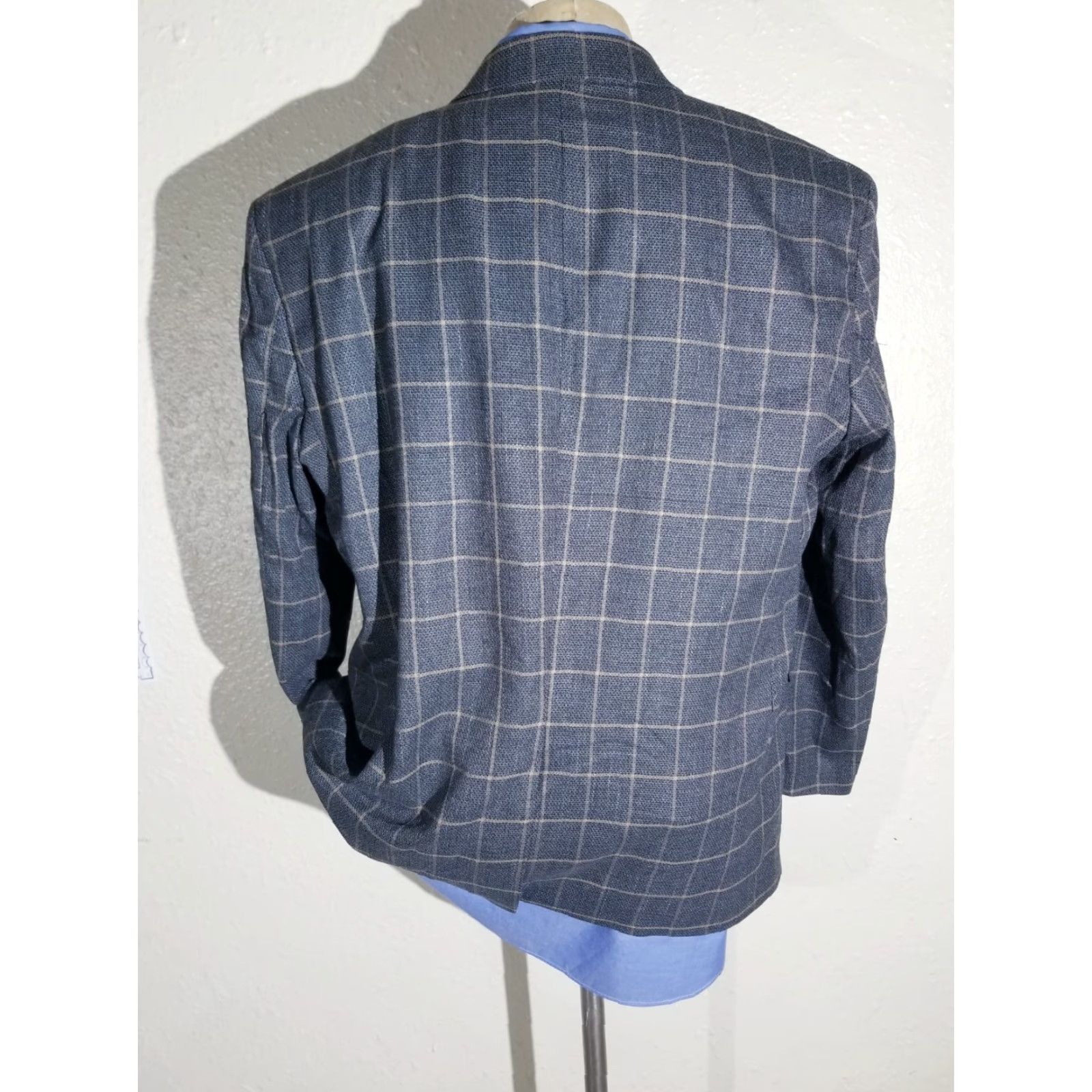 Vintage 57 58 48R brown/black Hopsack loose-weave windowpane check blazer jacket sport coat Size 48R - 3 Thumbnail
