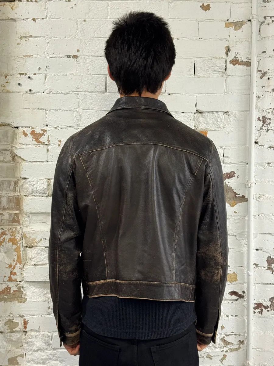Armani 2000s Armani Trucker Faded Brown Leather Buttoned Jacket Size US M / EU 48-50 / 2 - 3 Thumbnail
