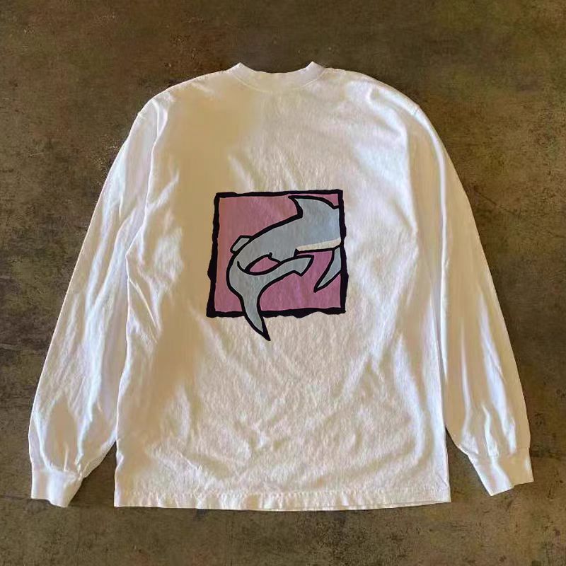 Japanese Brand × Vintage Shark pattern street washed trendy long sleeve t-shirt Size US M / EU 48-50 / 2 - 2 Thumbnail